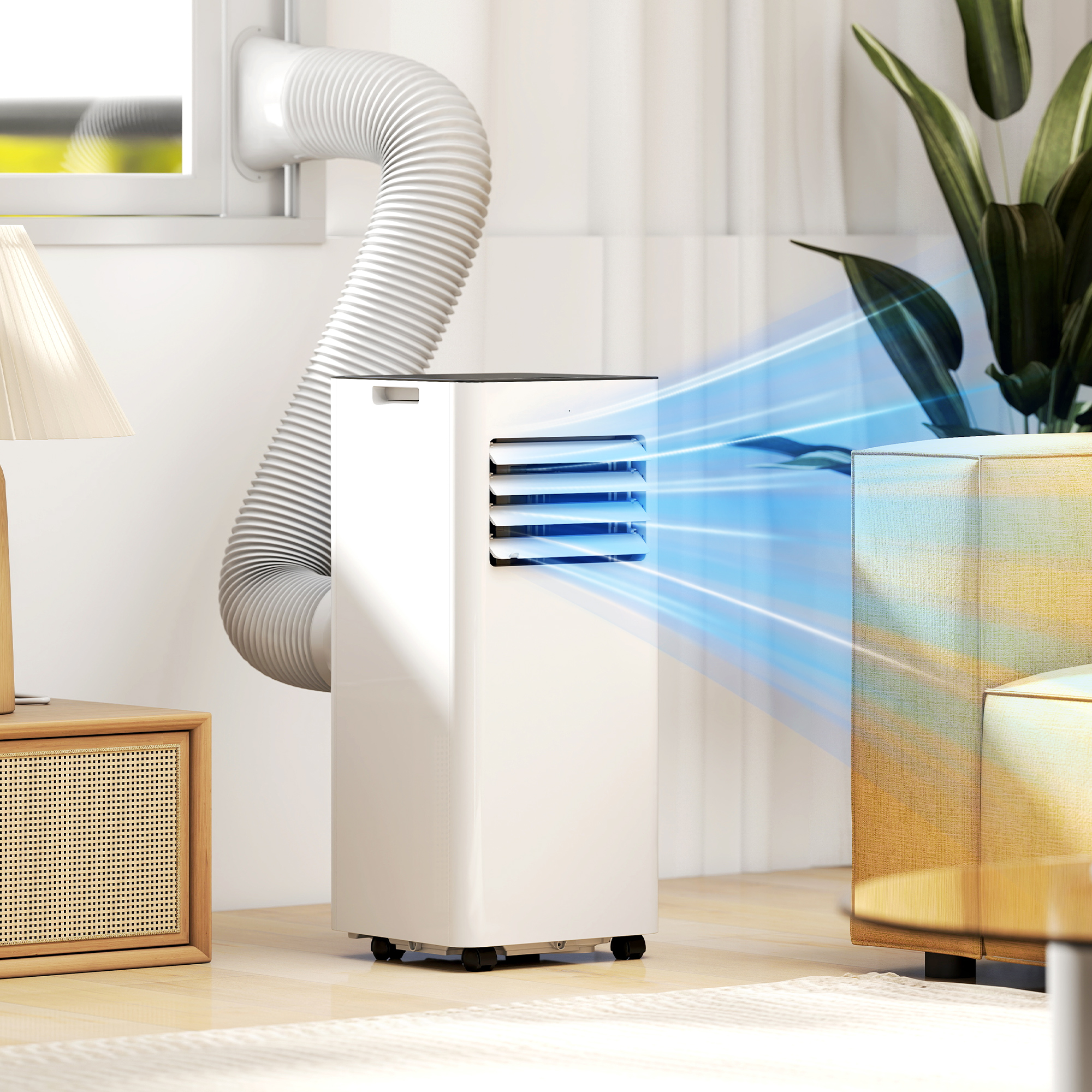 SmileGft Climatiseur portable par évaporation avec grand réservoir d'eau de 900 ml et boîte à