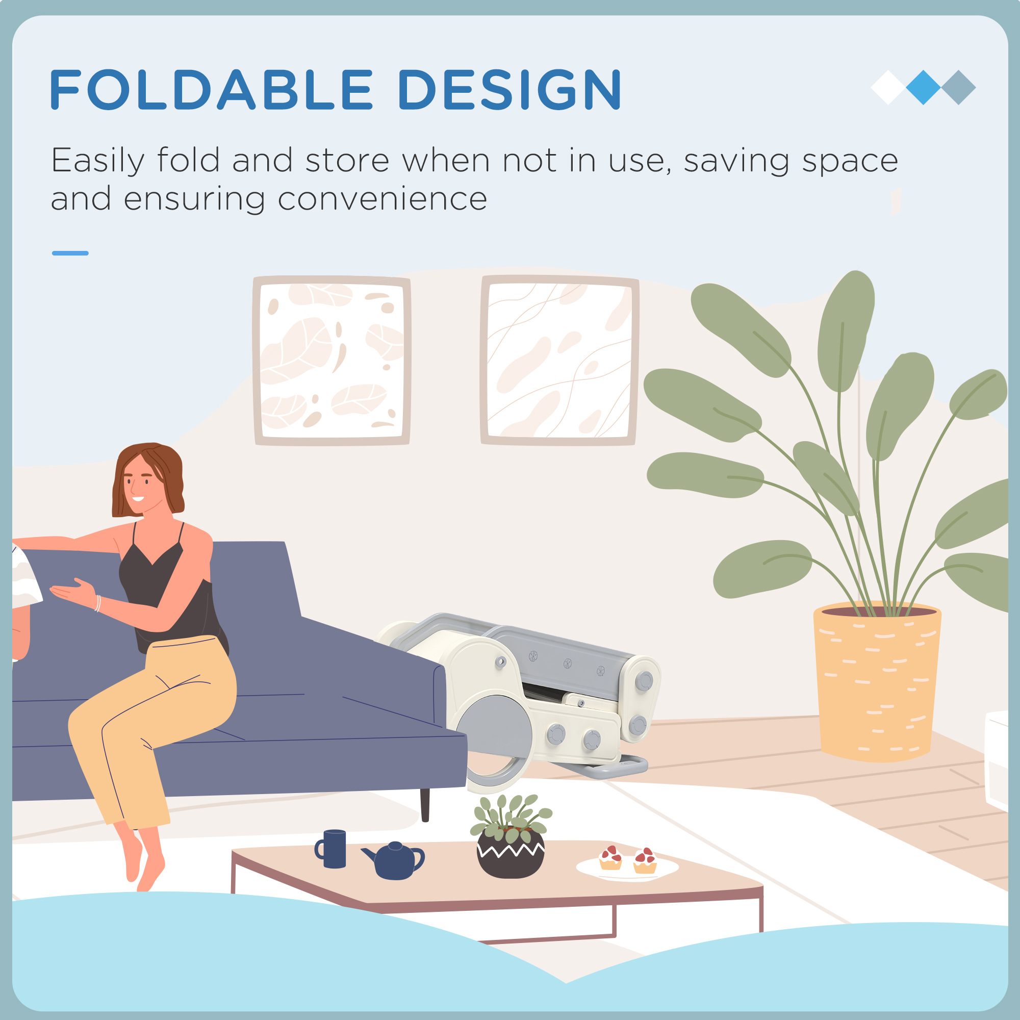 AIYAPLAY Foldable Kids Slide, Freestanding Baby Slide, for Ages 1.5-3 Years, Grey & Beige 6