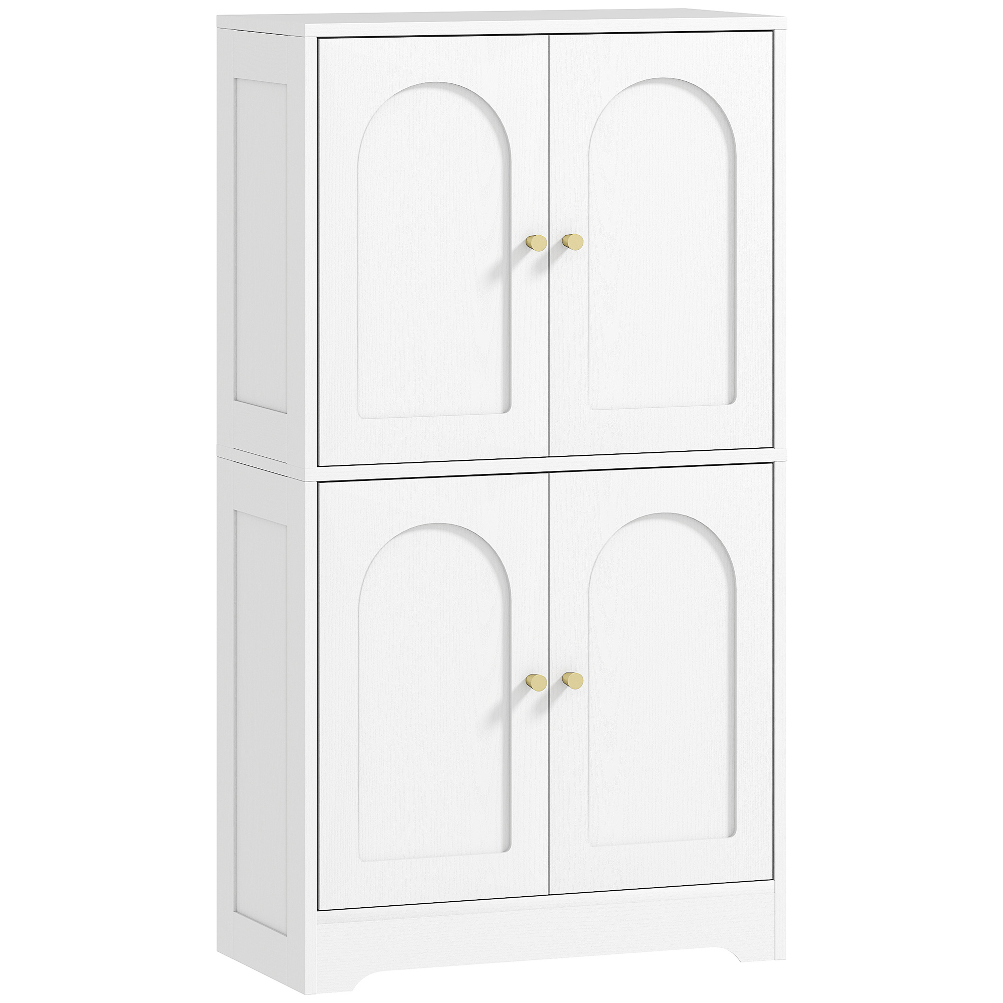 HOMCOM Buffet cuisine, meuble cuisine rangement avec 4 portes cintrées et 2 étagères réglables, 60 x 30 x 110 cm, blanc