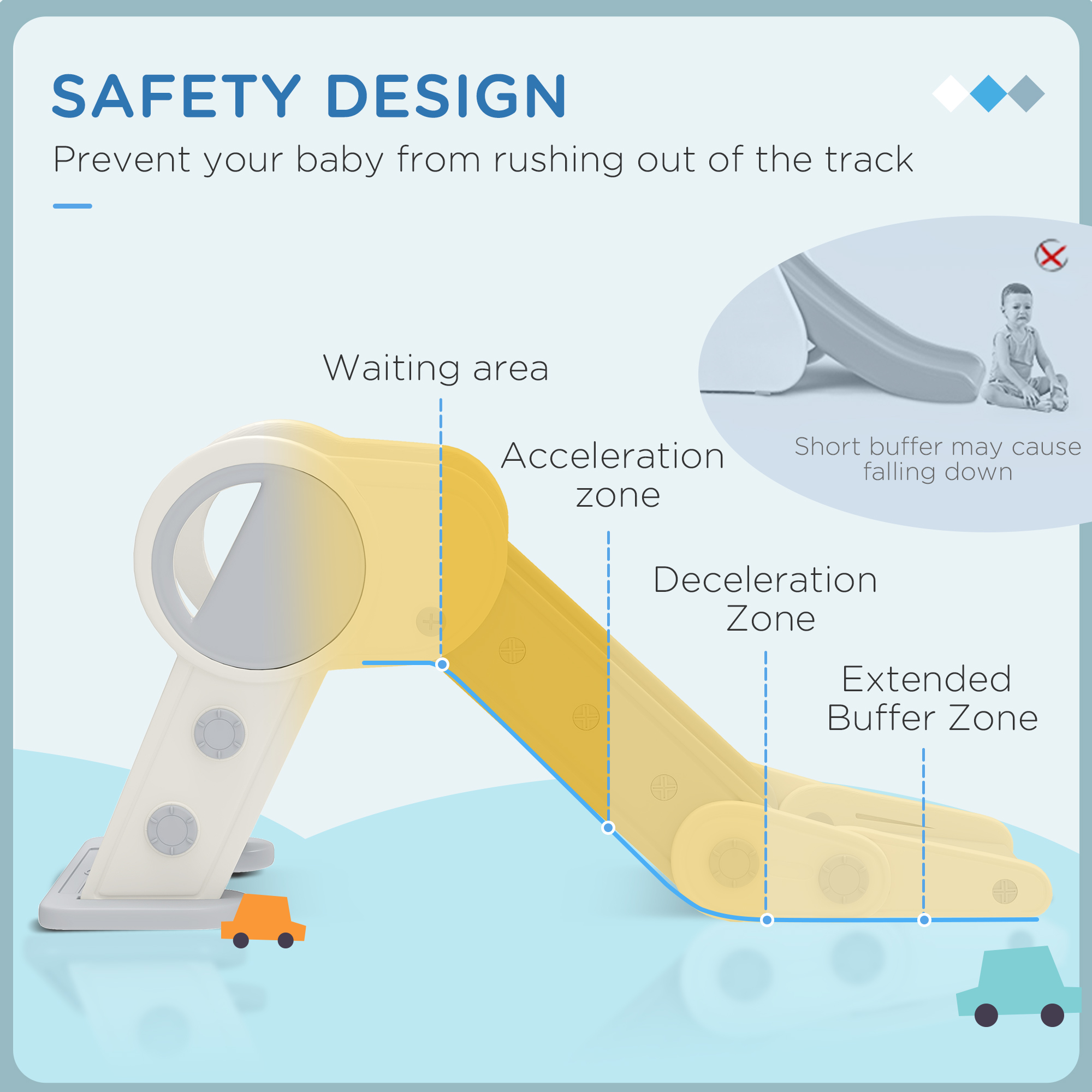 AIYAPLAY Foldable Kids Slide, Freestanding Baby Slide, for Ages 1.5-3 Years, Grey & Beige 4