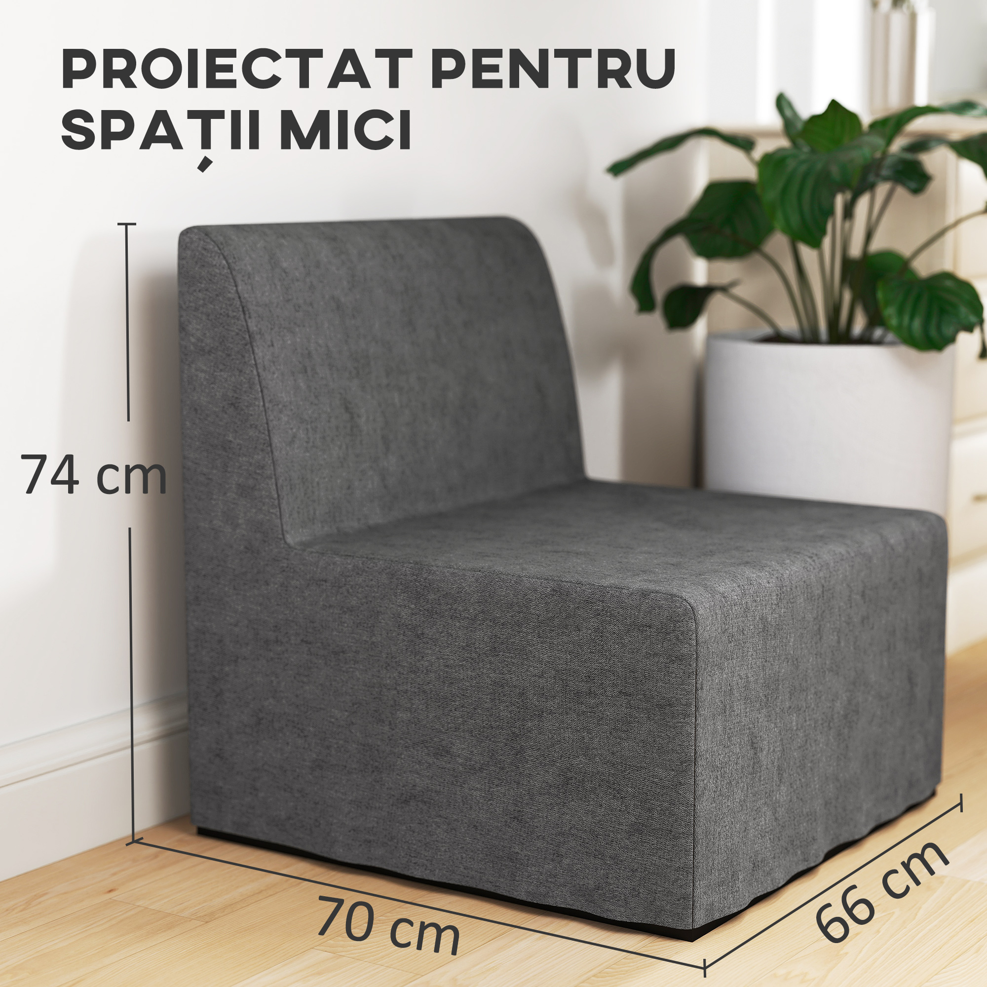  Fotoliu-Pat Modern cu Perna si Husa de Protectie Antipraf, 67x70x74 cm, Gri [4]