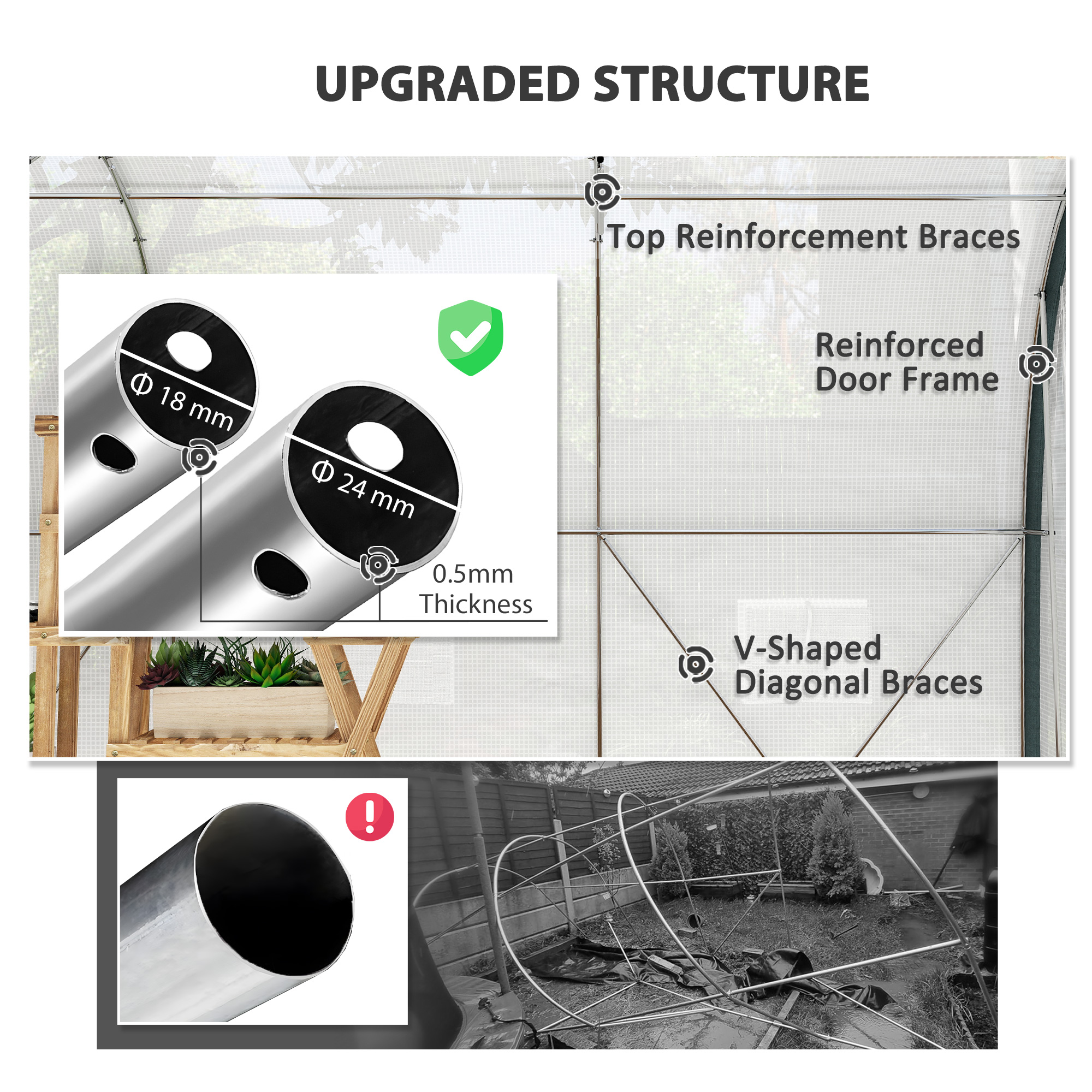 Outsunny 4 x 3(m) Walk-In Tunnel Greenhouse, with Accessories White 4