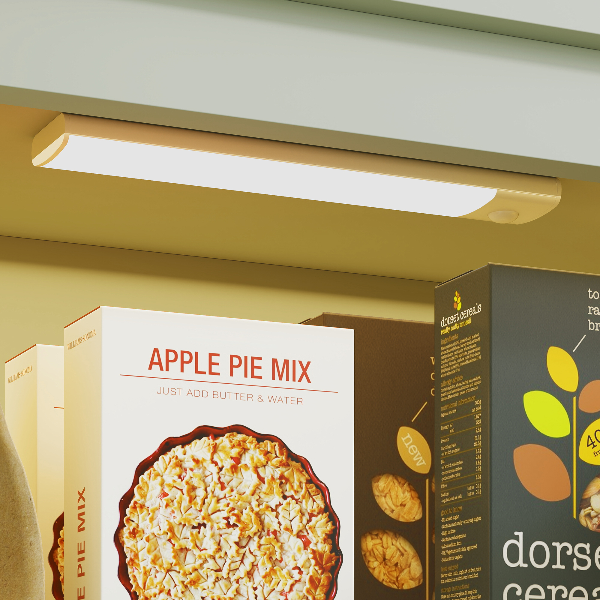 HOMCOM Tall Pantry Cupboard with Motion Sensor LED Light Green 9