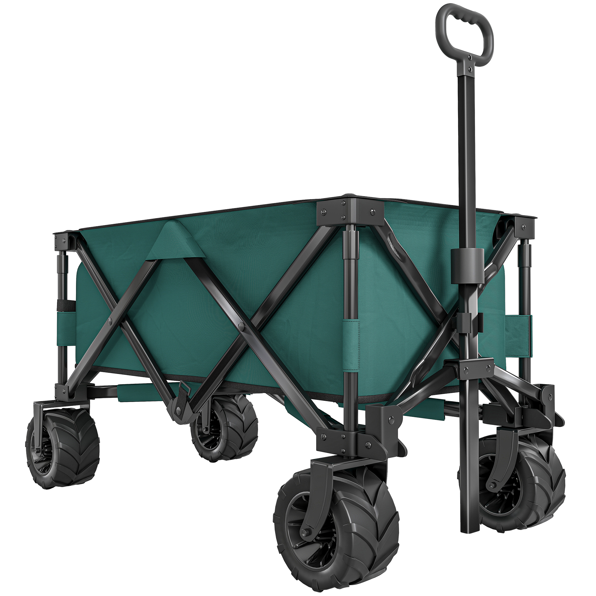 Outsunny Cărucior de Grădină cu Mâner Telescopic, Cărucior pentru Transport Obiecte până la 70 kg, 108x55 cm, Verde | Aosom Romania