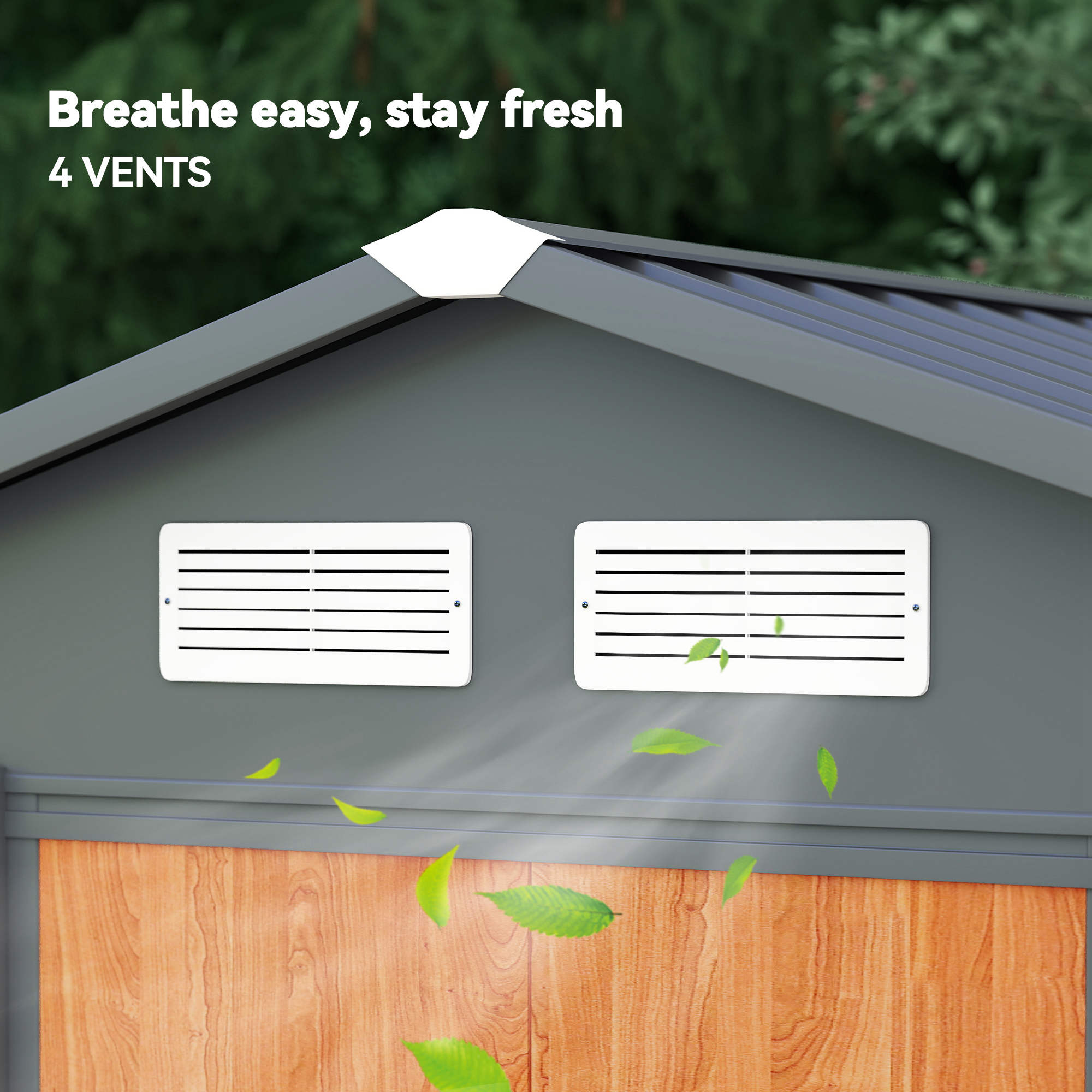 Outsunny 6.5 x 5ft Metal Garden Shed, House Hut Gardening Tool Storage with Ventilations, Sliding Door, Sloped Roof for Garden, Patio, Brown 8