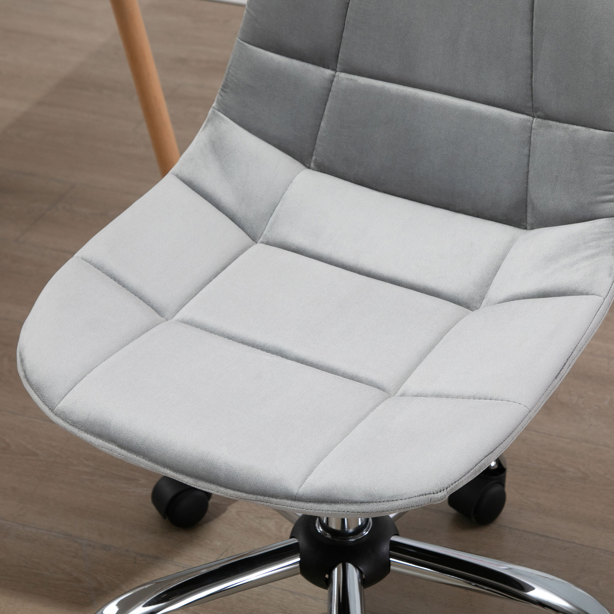 Vinsetto Ergonomic Office Chair with Adjustable Height and Wheels Velvet Executive Chair Armless for Home Study Bedroom Grey 9