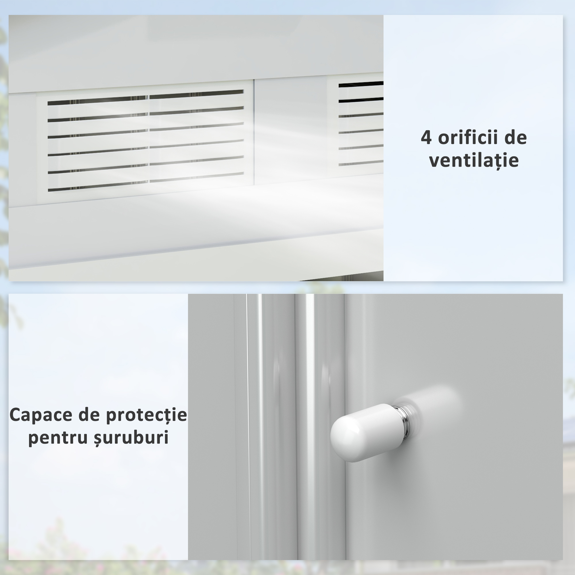  Casuta Gradina Otel Alb 213×130×185 cm - Cu Usi Glisante [7]