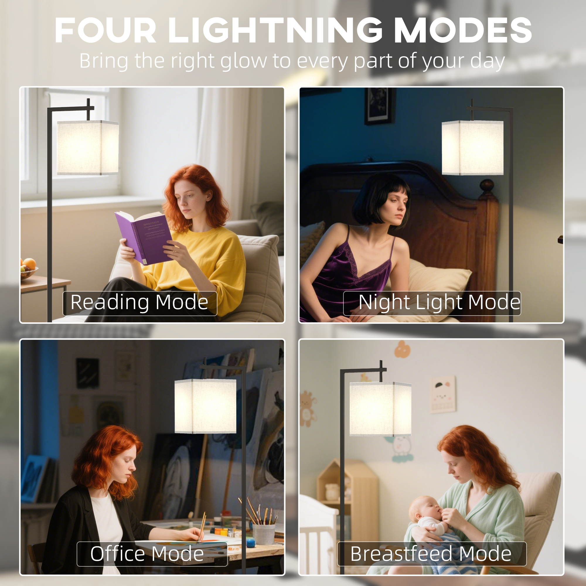 HOMCOM Floor Lamp for Living Room, 66" Modern Tall Standing Lamp with Adjustable Colour Temperatures & 10 Brightness Levels, Remote Control and Foot Switch for Bedroom Office, 9W LED Bulb Included 5