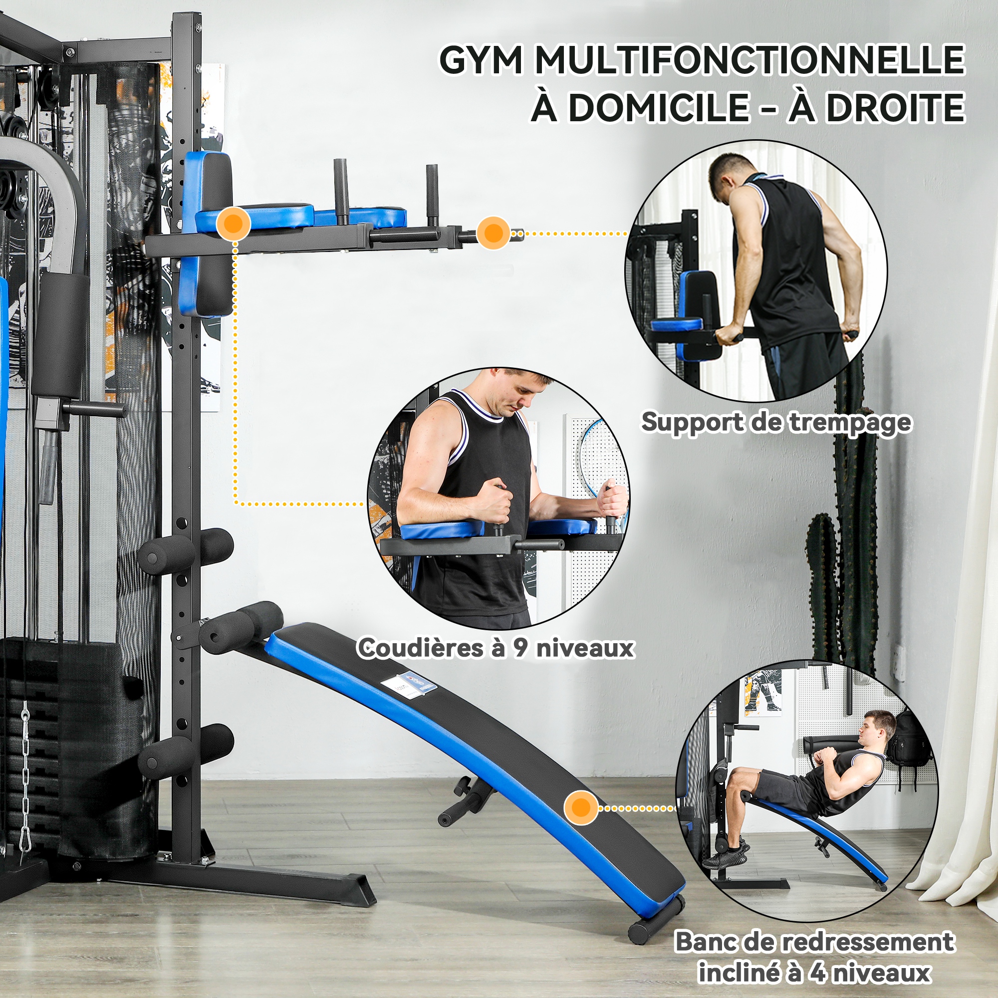 SPORTNOW Station De Musculation Multifonction Ajustable Banc