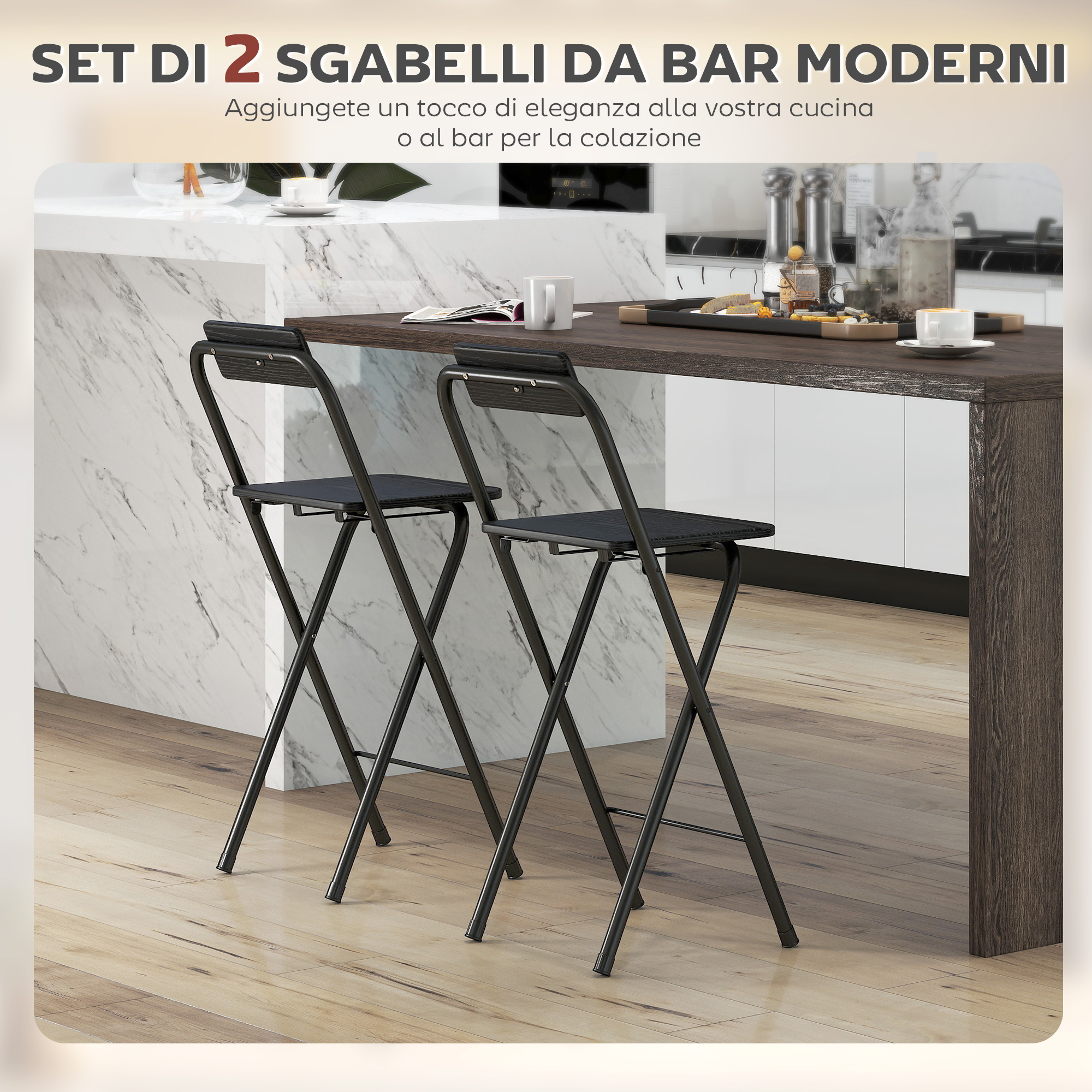 HOMCOM Sgabelli Da Bar In Acrilico Trasparente E Legno – Set Di 2 Con Poggiapiedi, Design Contemporaneo, 39x44x78 Cm