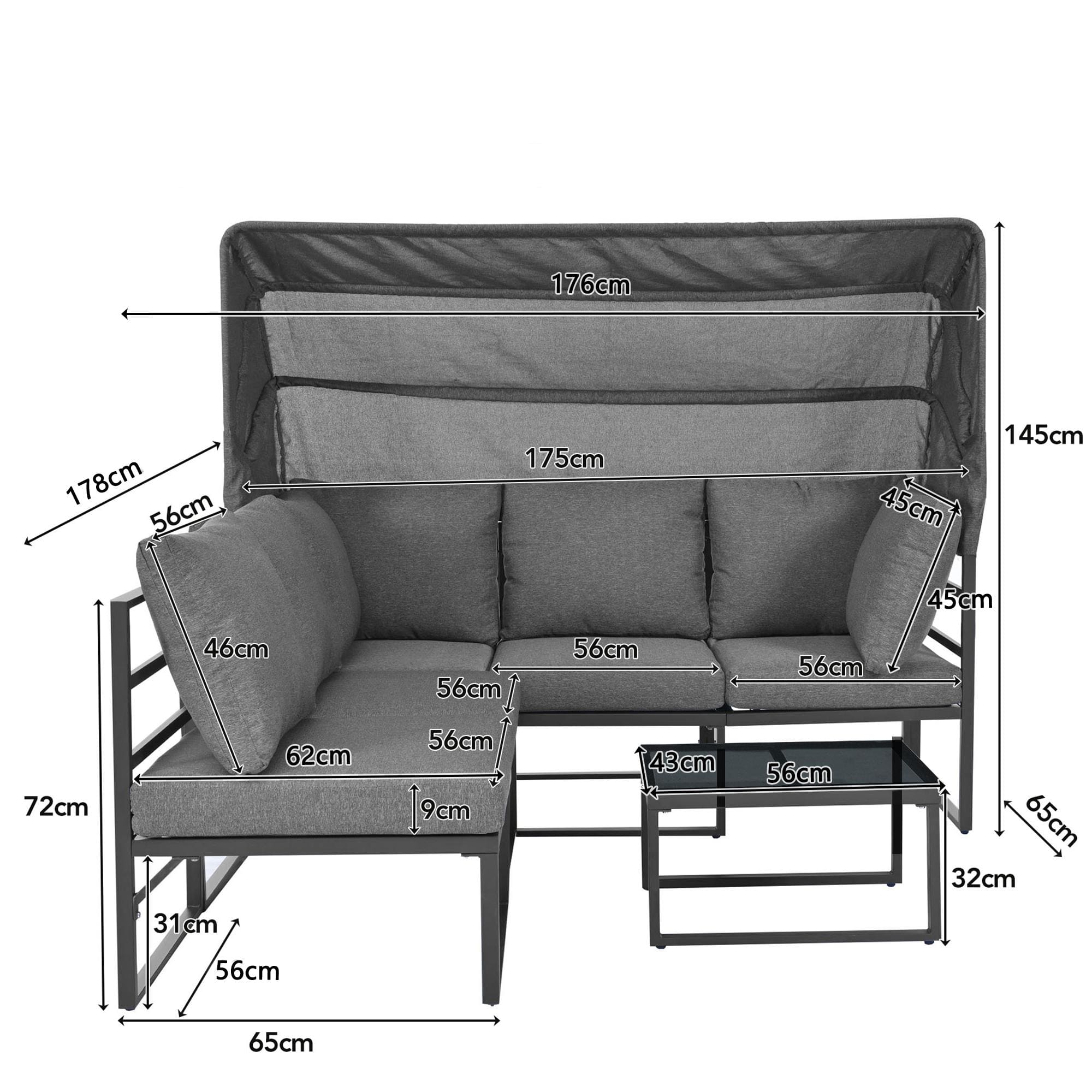 Set Giardino HAPPYGRILL 4 Pezzi In Rattan - Divano, 2 Poltrone E Tavolino Con Cuscini, Struttura In Acciaio, Per Esterni - 4