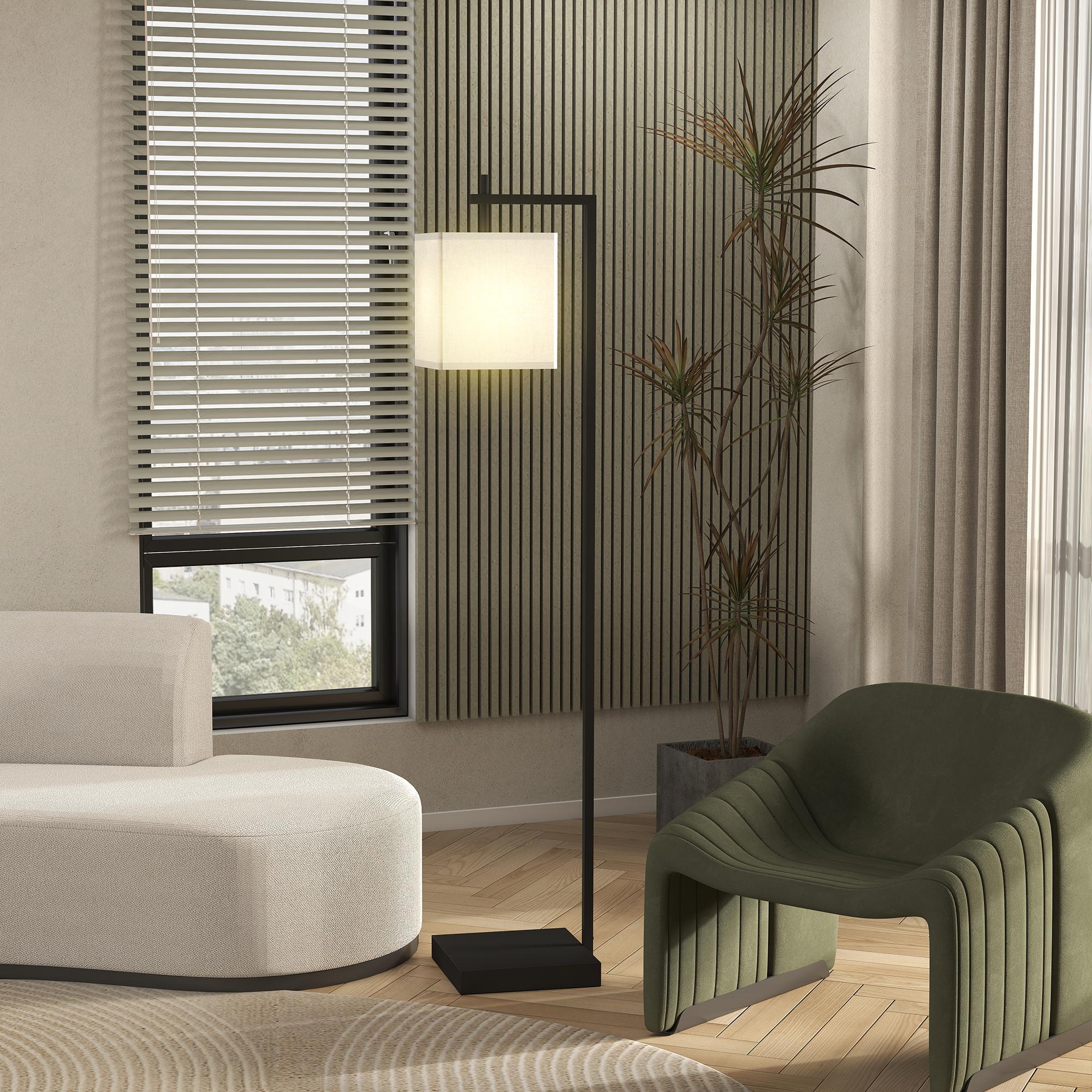 HOMCOM Floor Lamp for Living Room, 66" Modern Tall Standing Lamp with Adjustable Colour Temperatures & 10 Brightness Levels, Remote Control and Foot Switch for Bedroom Office, 9W LED Bulb Included 9