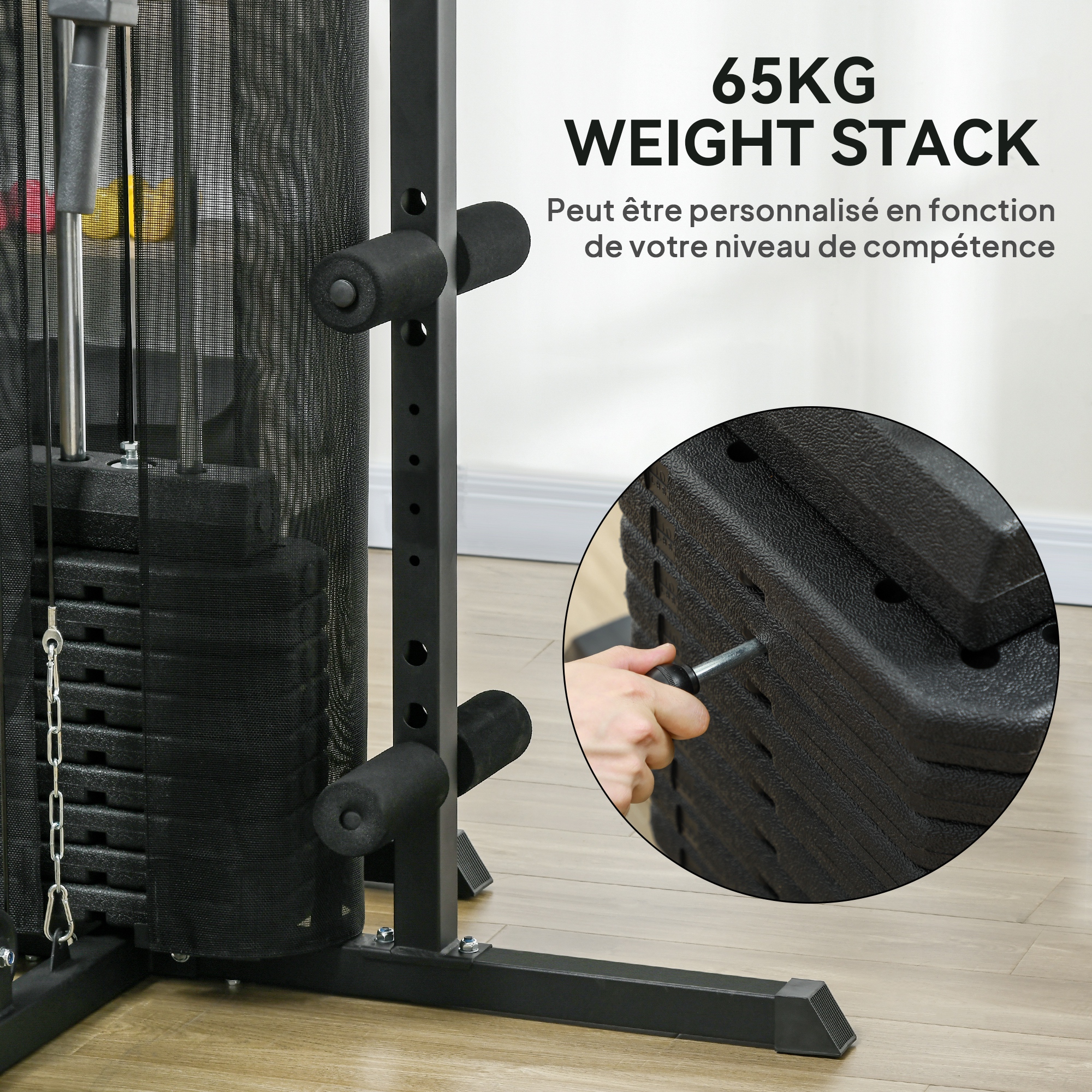 Station De Musculation Poulie Haute/Basse SPORTNOW - Développement Dos, Pecs - 50kg Max - 140x108x197cm
