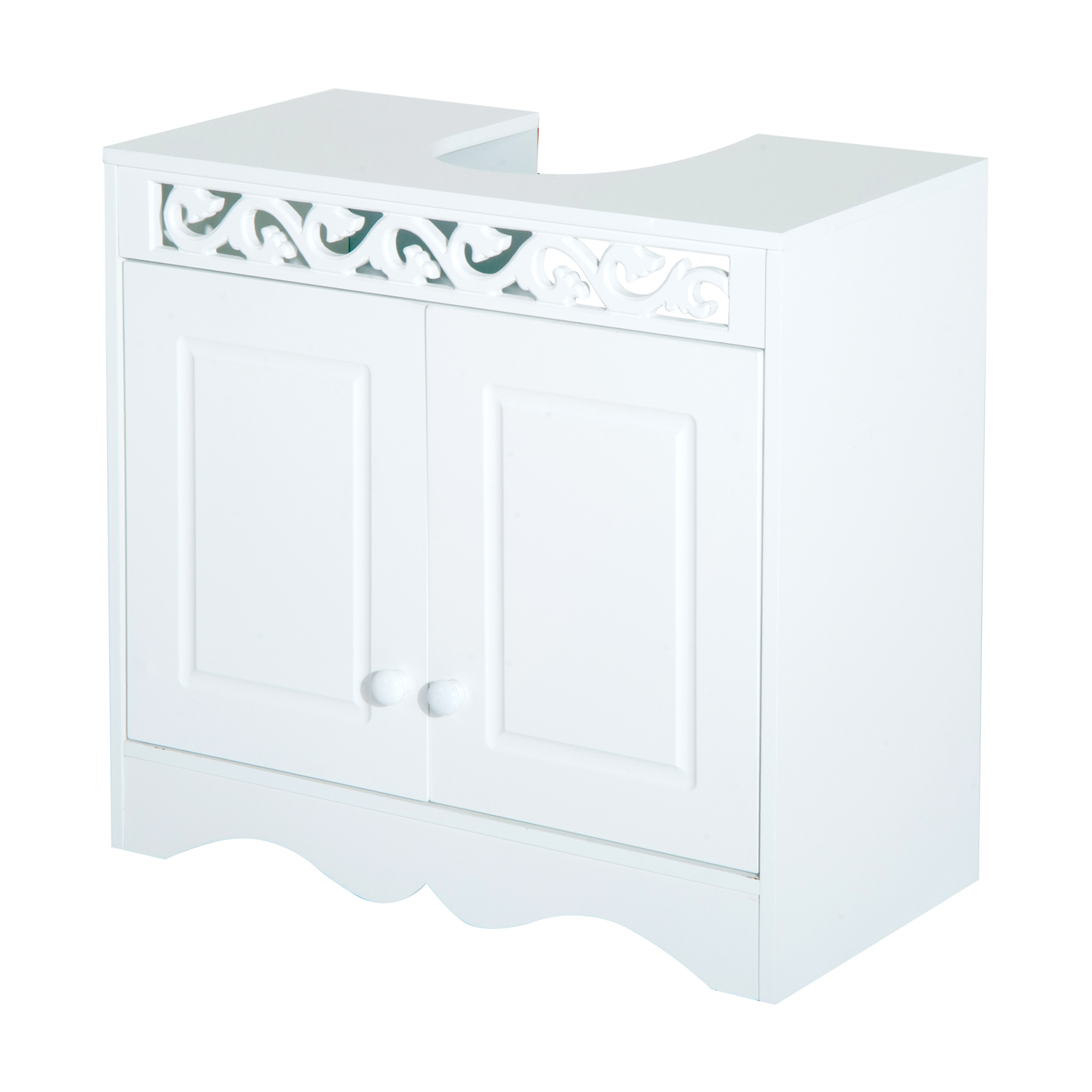 HomCom Armario de Baño Bajo para Lavabo con 2 Puertas y Estantes - Blanco - 60x30x56cm | Aosom España