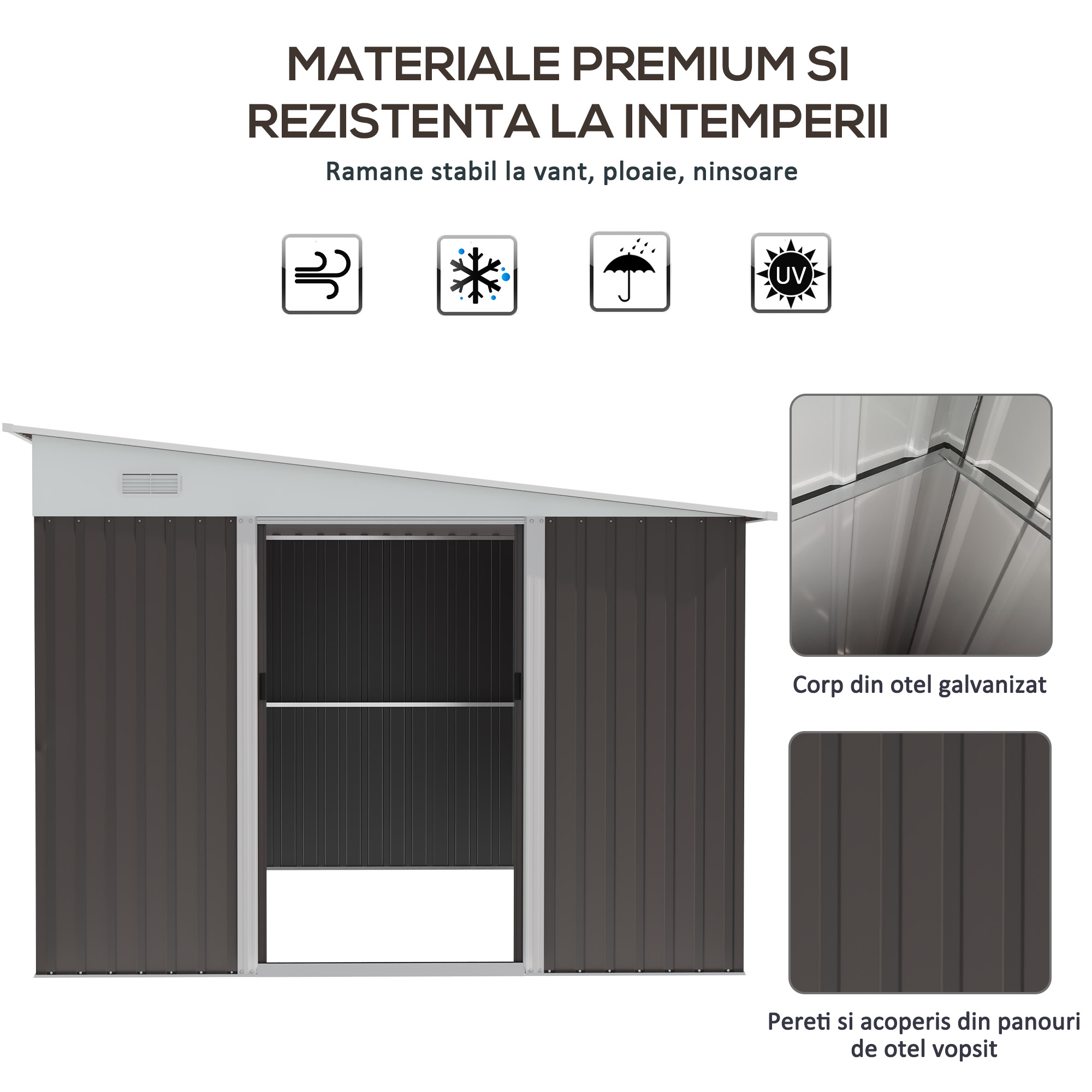  Magazie de Gradina cu Usa Glisanta din Otel Zincat Gri [3]