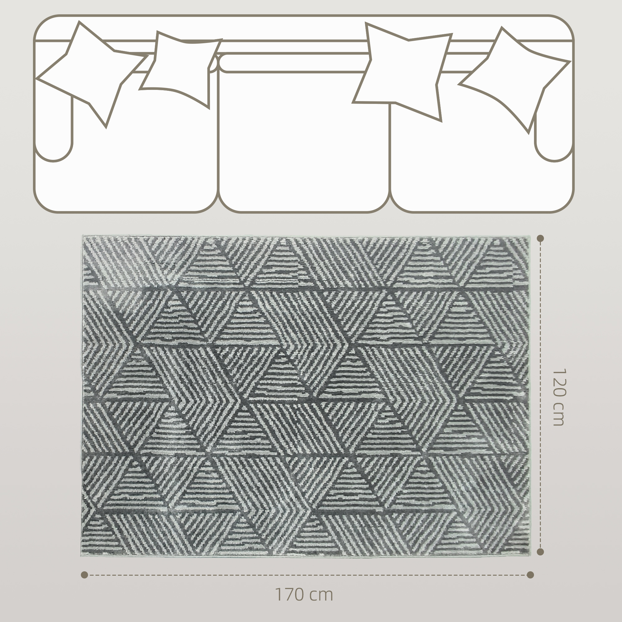 Moodne elutoa vaip, pestav, 150 x 80 cm, tumehall