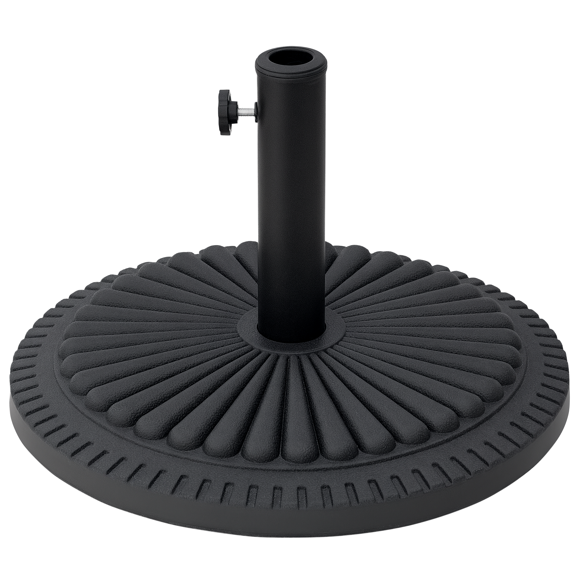 Image of Outsunny Base Ombrellone Rotonda Nero, Plastica, 15kg, Adatta Pali Ф35-38-48mm, Ф49x32cm, Stabile e Resistente Aosom006