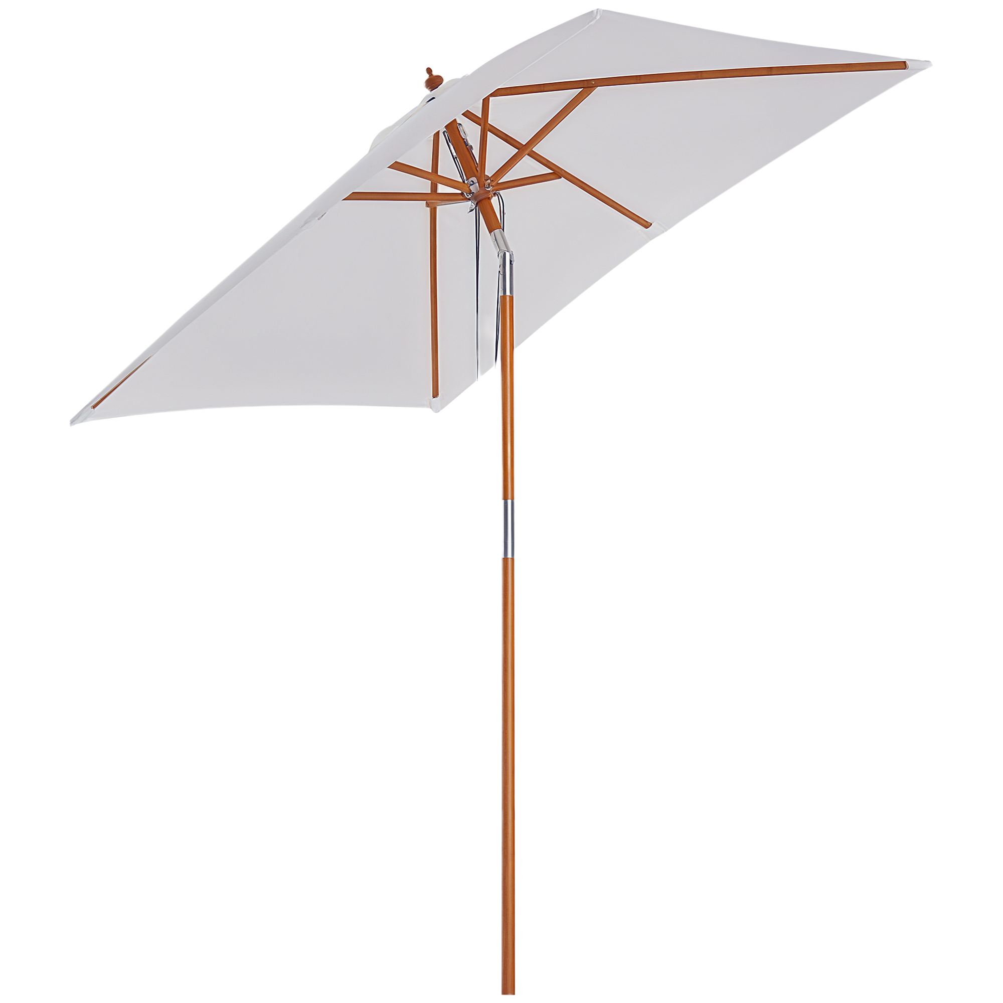 Image of Outsunny Ombrellone da Giardino 2x1.5m Inclinabile con 6 Stecche, Apertura con Corda e Palo Centrale in Legno di Abete, Beige Aosom006
