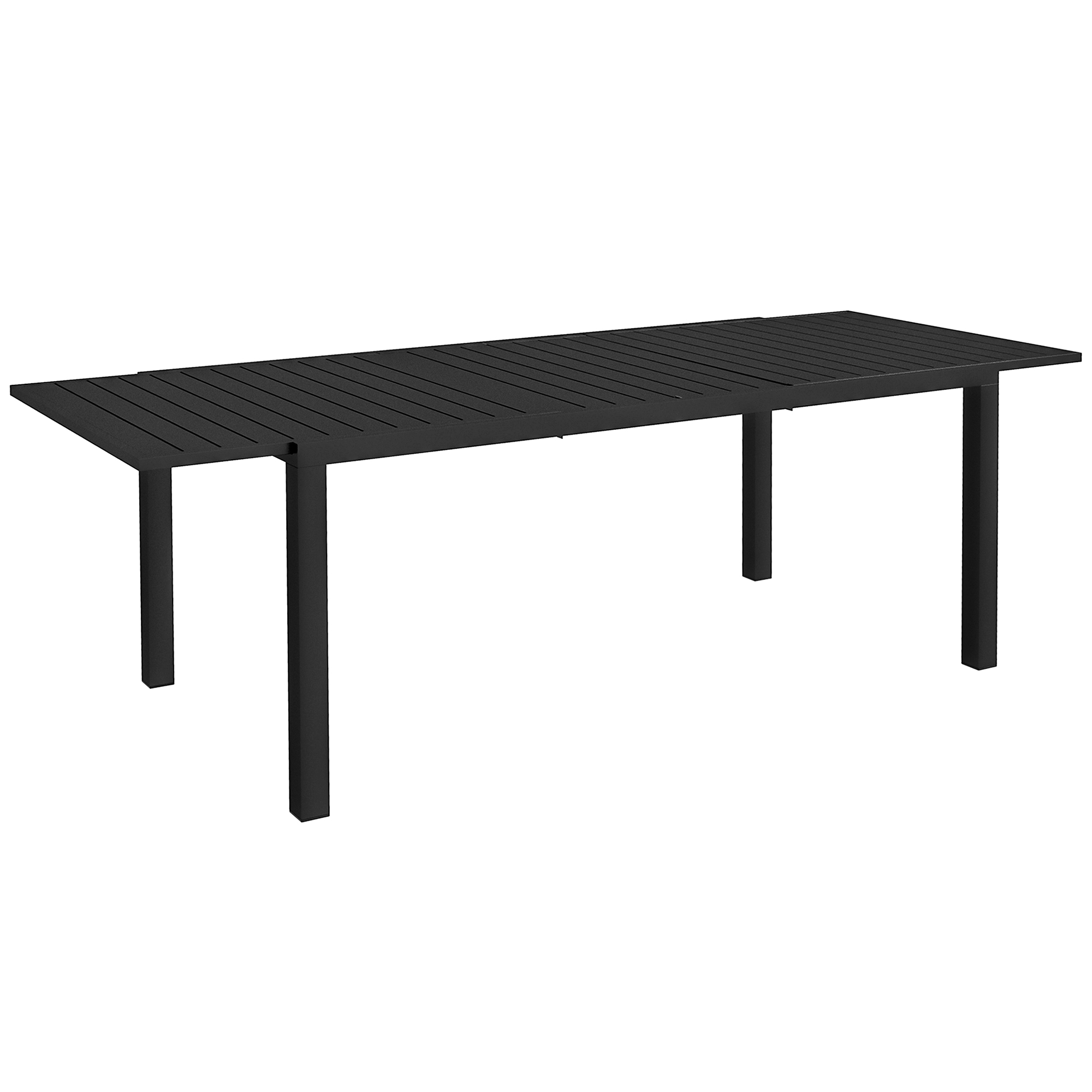 Outsunny Table de jardin extensible en aluminium rectangulaire 6 - 8 personnes, dim. 180/240L x 94l x 73H cm, noir Outsunny Table de jardin extensible en aluminium rectangulaire 6 - 8 personnes, dim. 180/240L x 94l x 73H cm, noir