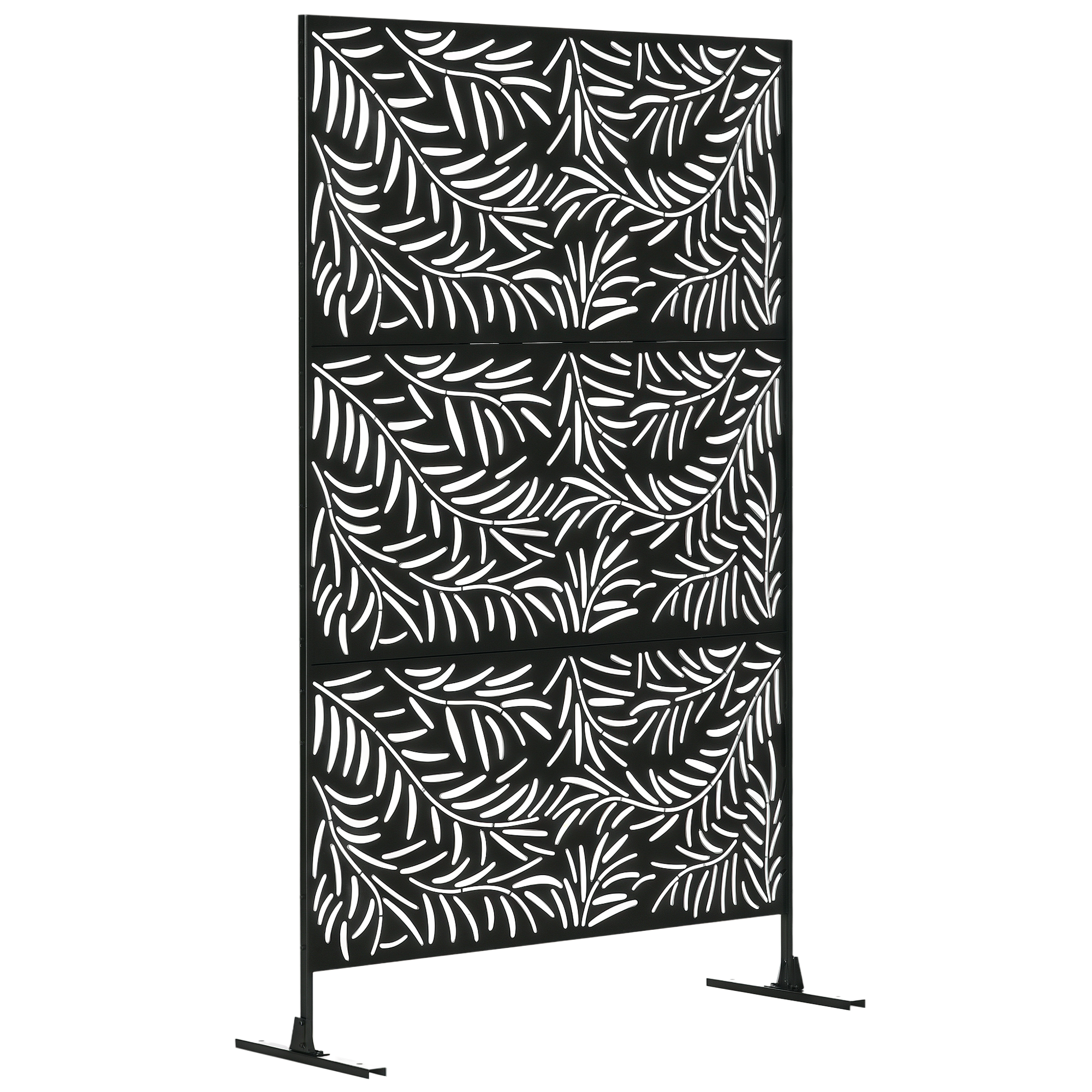 Outsunny Paravan Exterior cu 2 Picioare din Oțel, pentru Exterior și Grădină, 122x45x198 cm, Negru | Aosom Romania