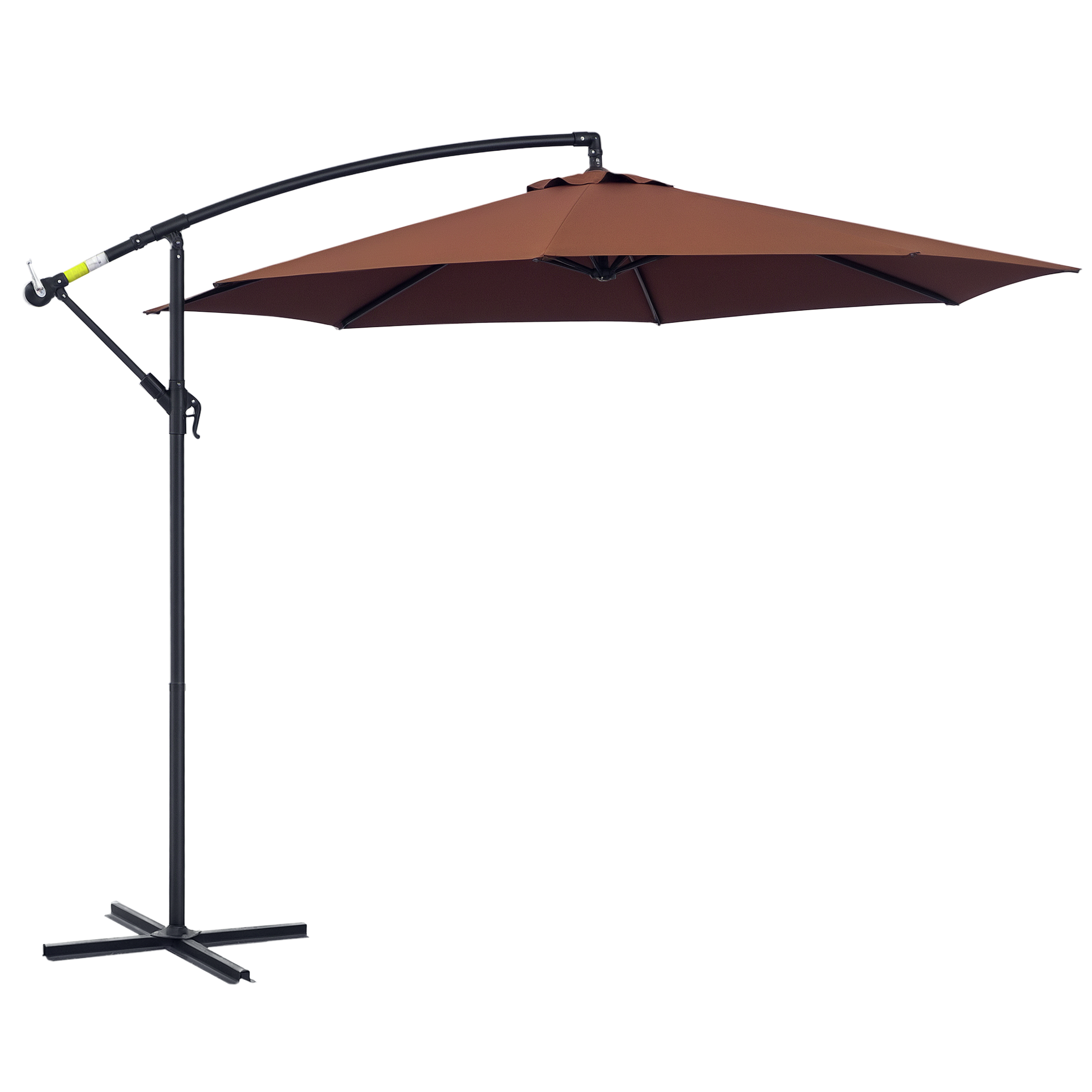 Outsunny Ombrellone da Giardino a Braccio Deluxe Inclinabile con Manovella, in Acciaio e Poliestere Φ2.95m, Marrone Aosom