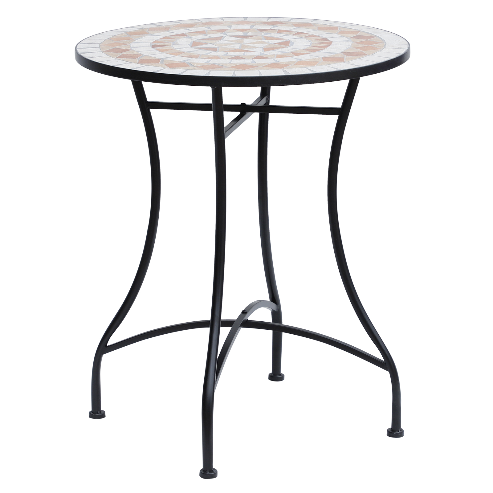Outsunny Mesa de Jardín Mesa Mosaico Cerámica y Redonda Mesita de Café para Terraza Balcón 60x71cm(DiámxAL)   Aosom España