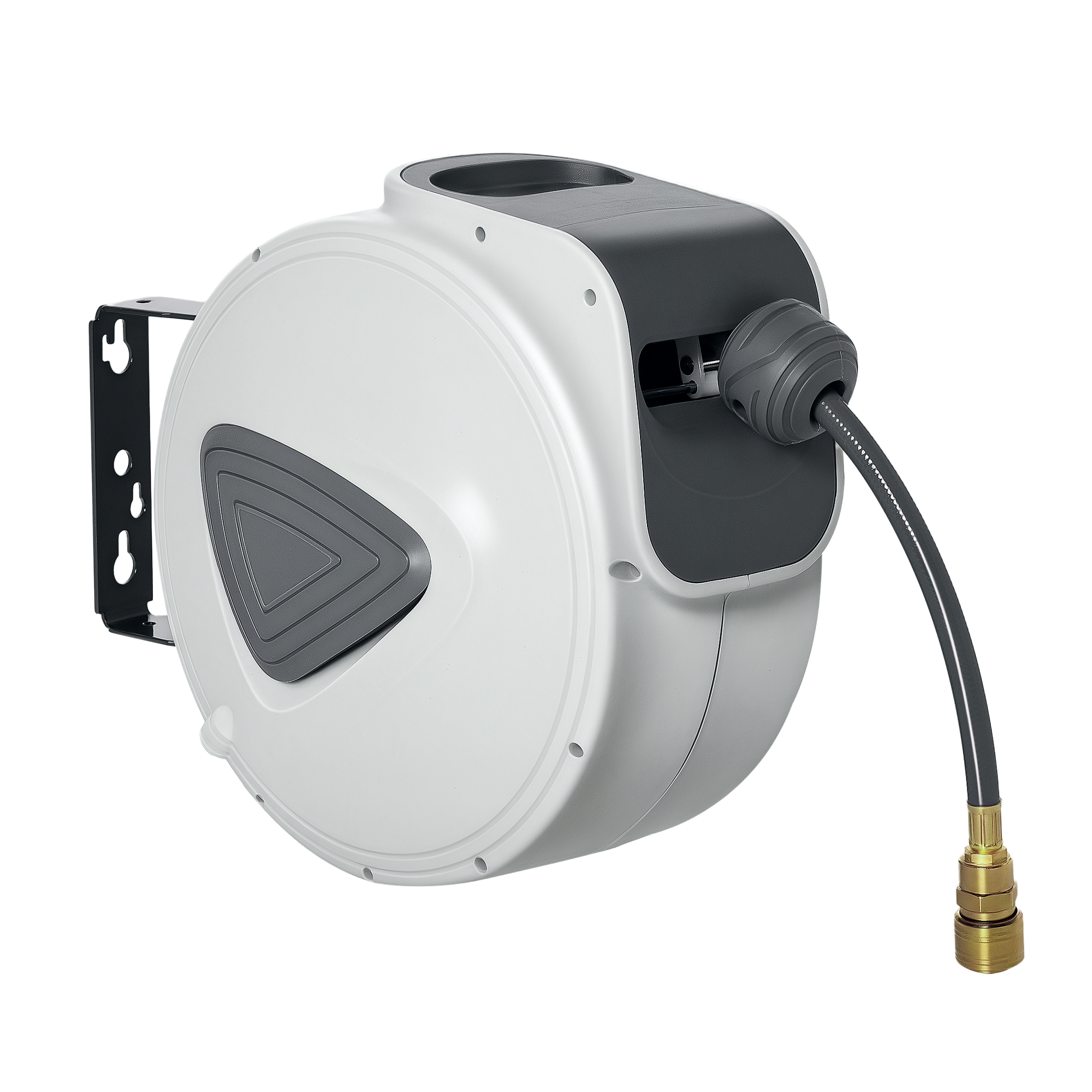 DURHAND Retractable Air Hose Reel, Wall Mount Auto Rewind Hose- Reel, 10m+ 90cm Diameter 3/ 8″ 9.5mm, Connector 1/ 4″ BSP, Grey