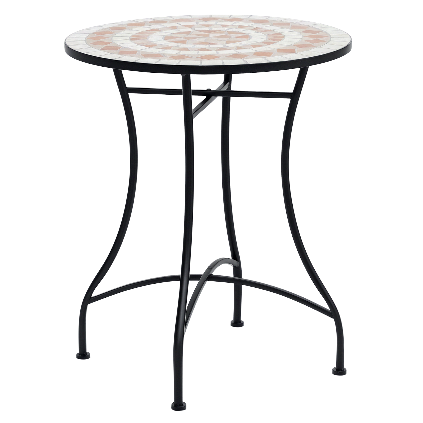 Outsunny Mesa de Jardín Mesa Mosaico Cerámica y Redonda Mesita de Café para Terraza Balcón 60x71cm(DiámxAL) | Aosom España