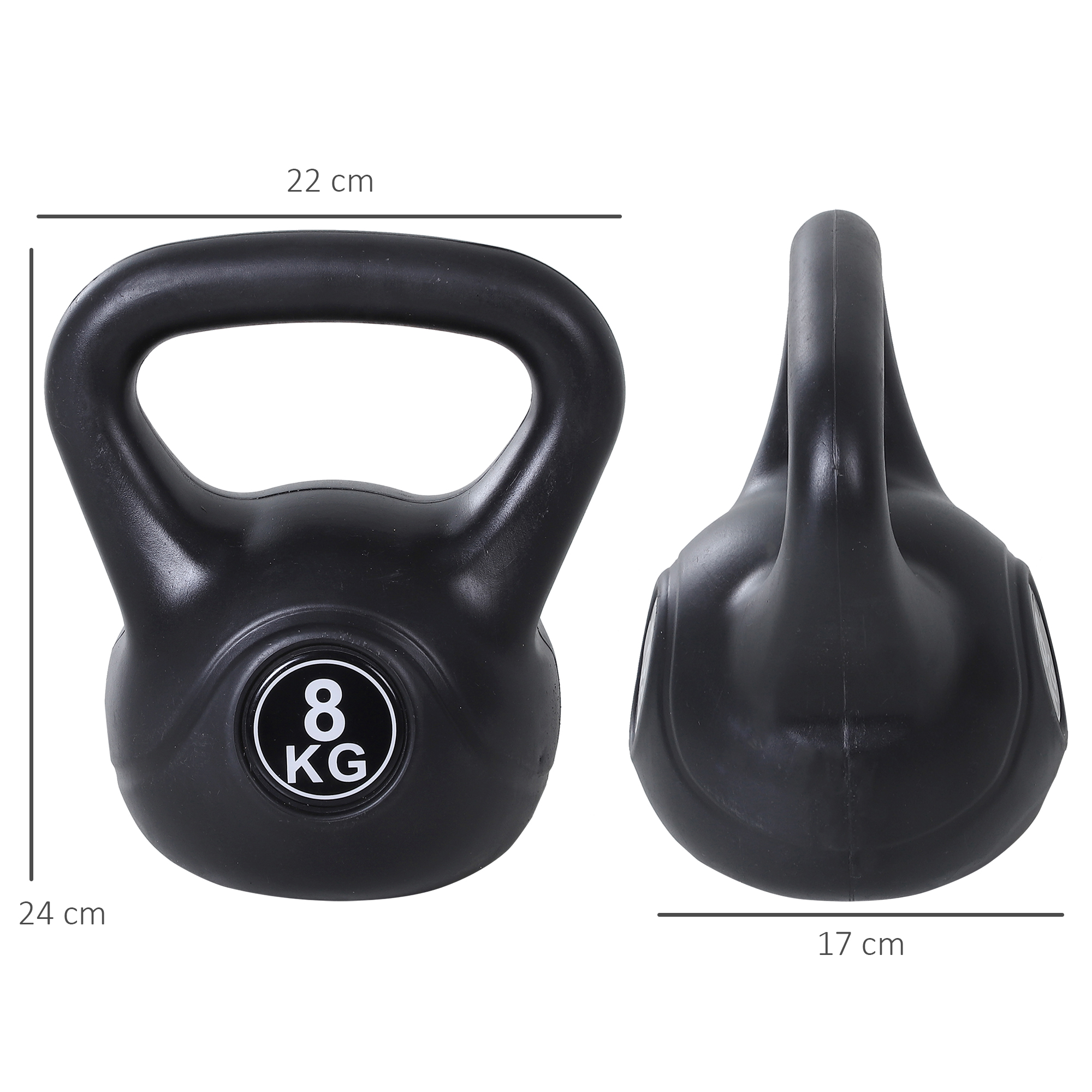 Kettlebell MOVIT Stylish Noire 2 à 20 Kg - Haltère Russe Avec Revêtement Plastique