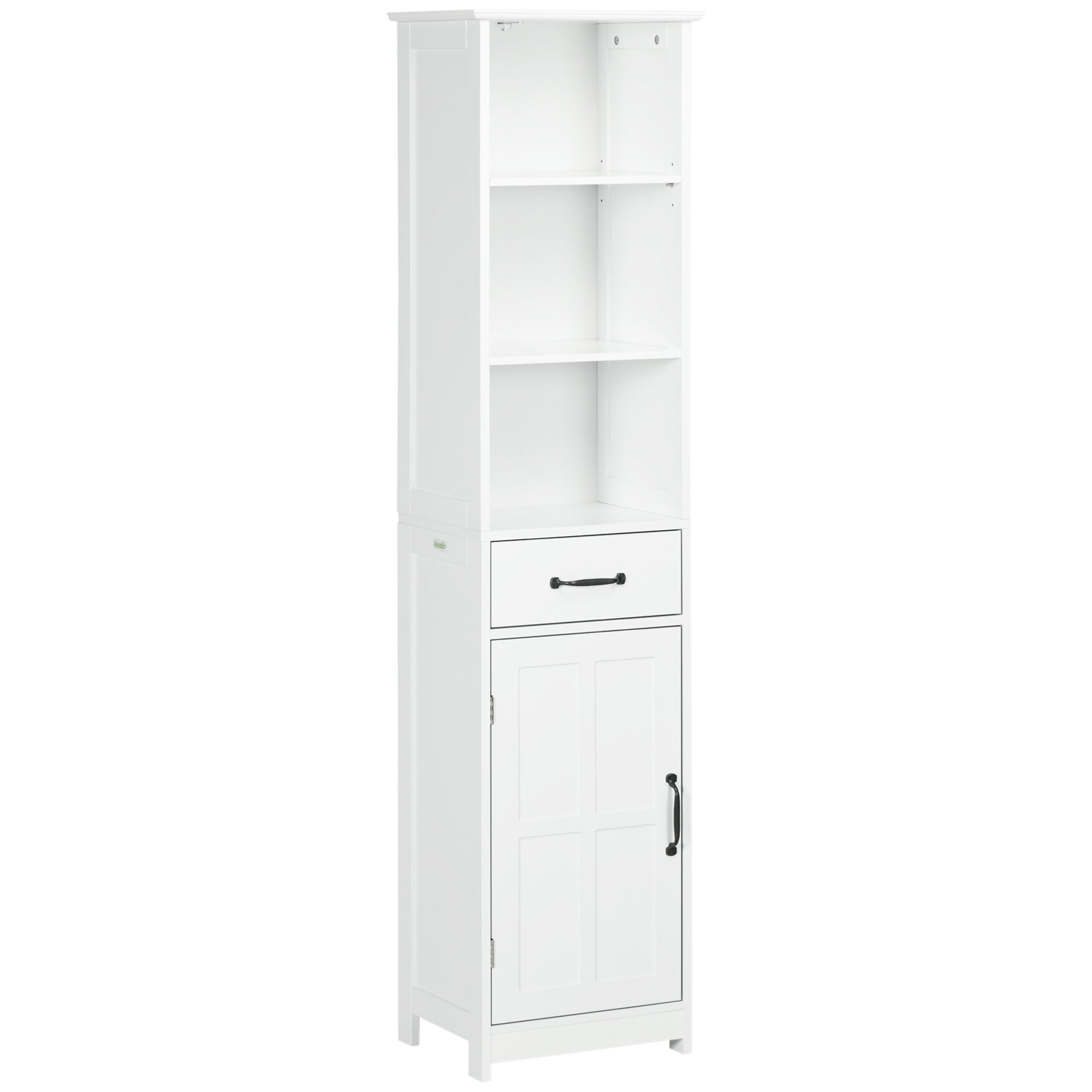 kleankin Meuble salle de bain colonne avec 3 compartiments ouverts, tiroir et étagère réglable, 40 x 30 x 164 cm, blanc kleankin Meuble salle de bain colonne avec 3 compartiments ouverts, tiroir et étagère réglable, 40 x 30 x 164 cm, blanc