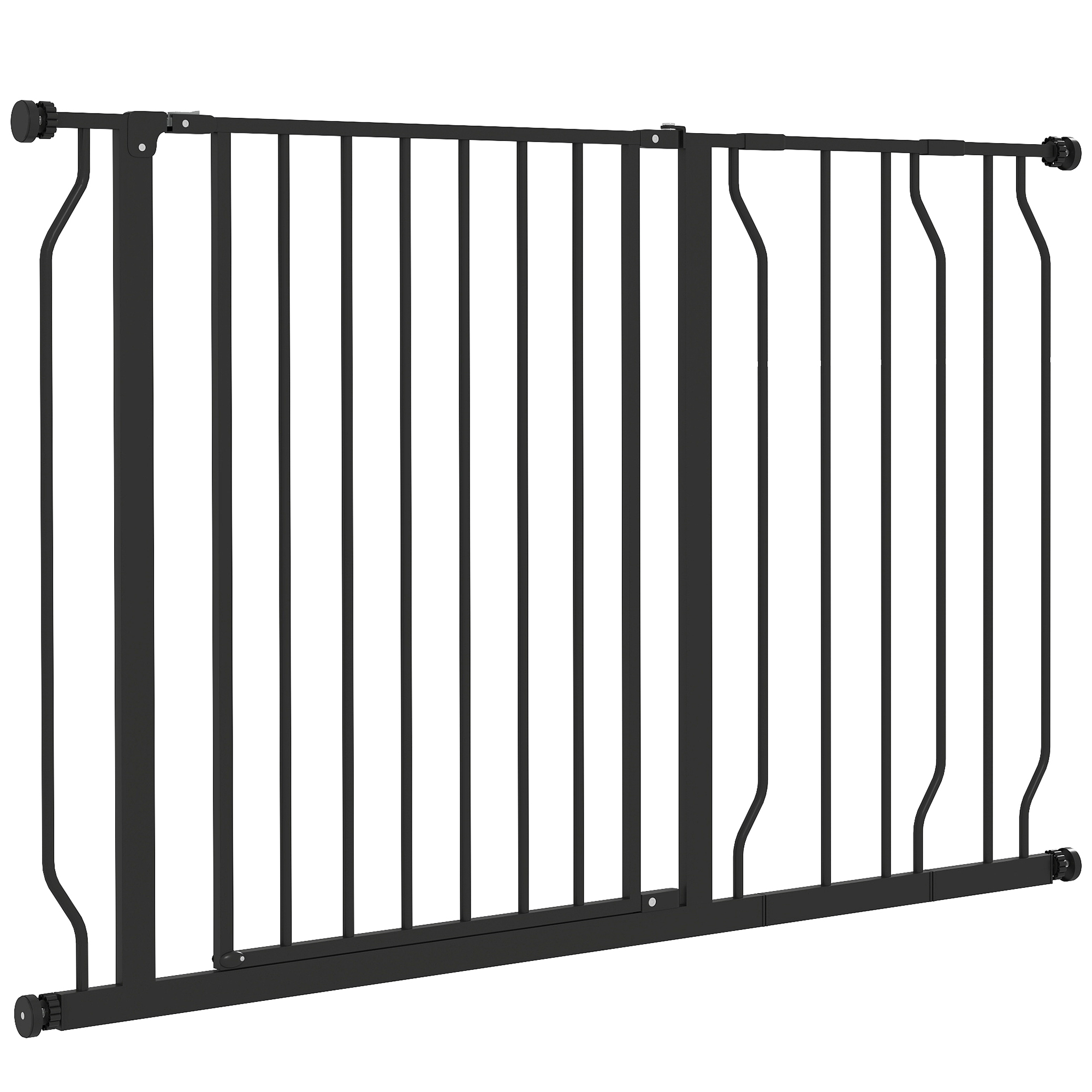 PawHut Türgitter für Hunde & Babys, Längenverstellbar 75-115 cm, Montage ohne Bohren, Schutzgitter mit Zwei-Wege-Öffnung, Schwarz Aosom.de