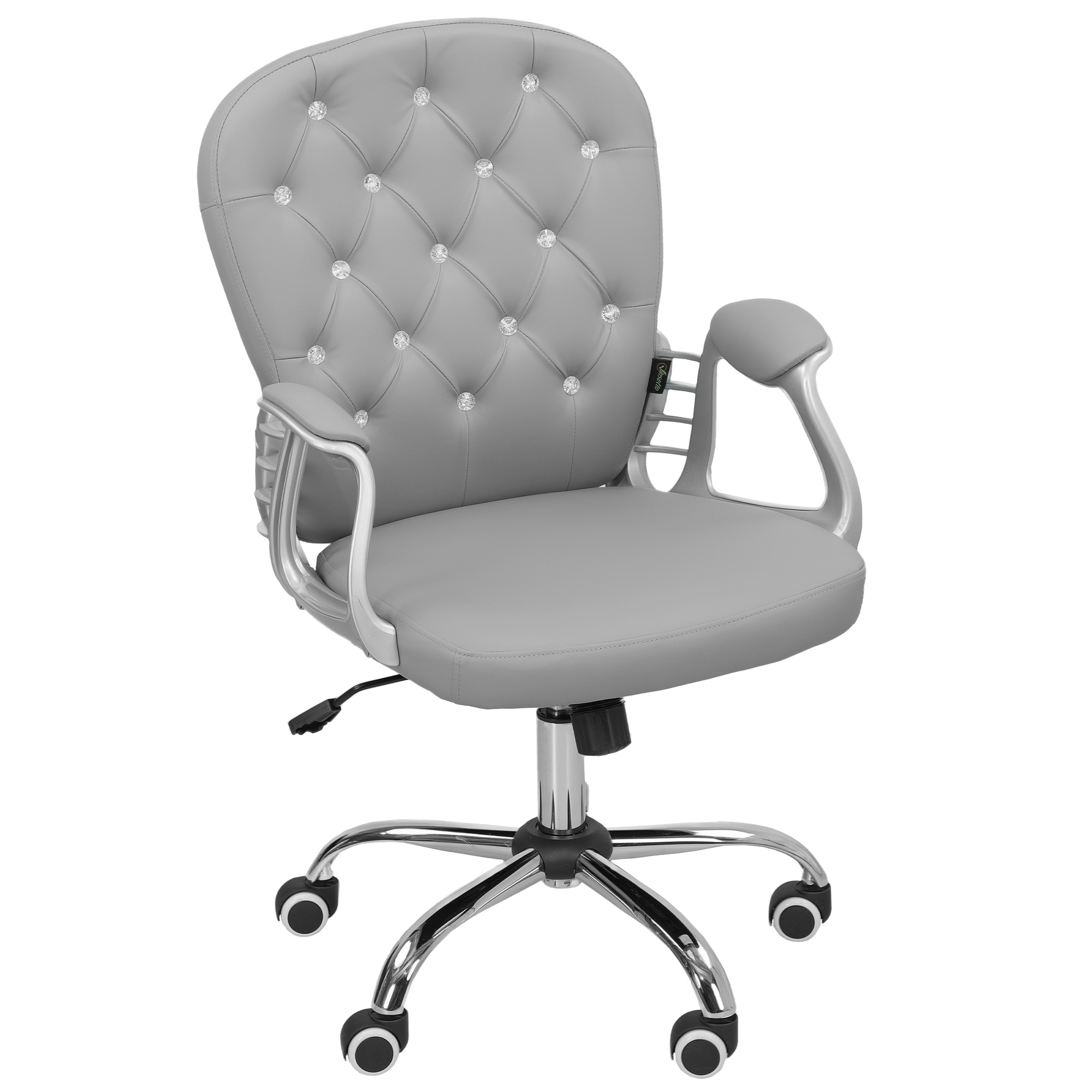 Vinsetto Chaise de Bureau, Chaise de Bureau Ergonomique avec Accoudoirs, Dossier Rembourré Gris Clair