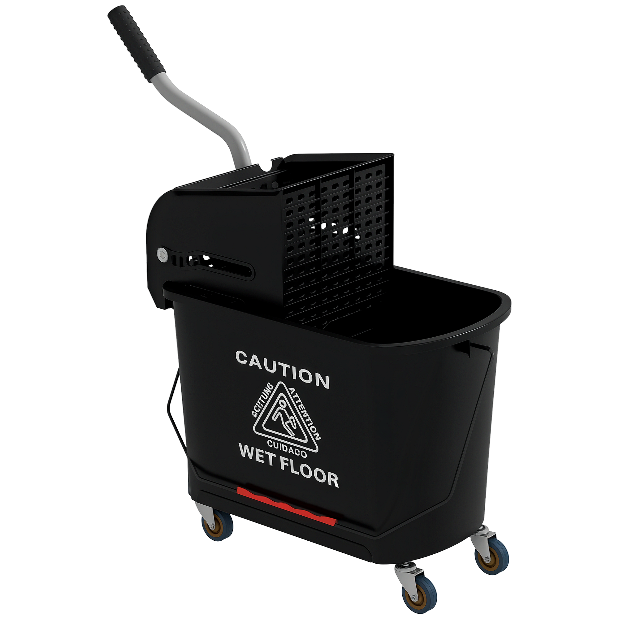 HOMCOM 20L Mop Bucket With Wringer And Handle, Mop Bucket On Wheels For Floor Cleaning Separate Dirty And Clean Water~1rd61fah9i801