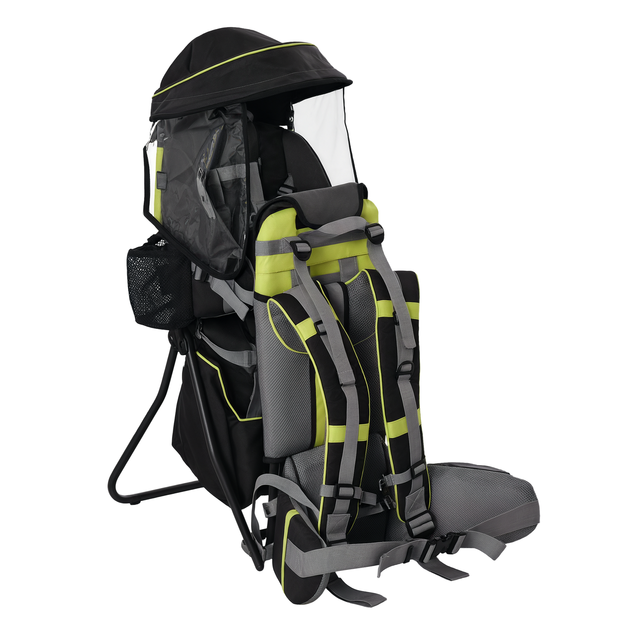 HOMCOM Zaino Porta Bimbo 6-36 Mesi per Trekking, Pieghevole, Impermeabile e  con Tettuccio Rimovibile Verde