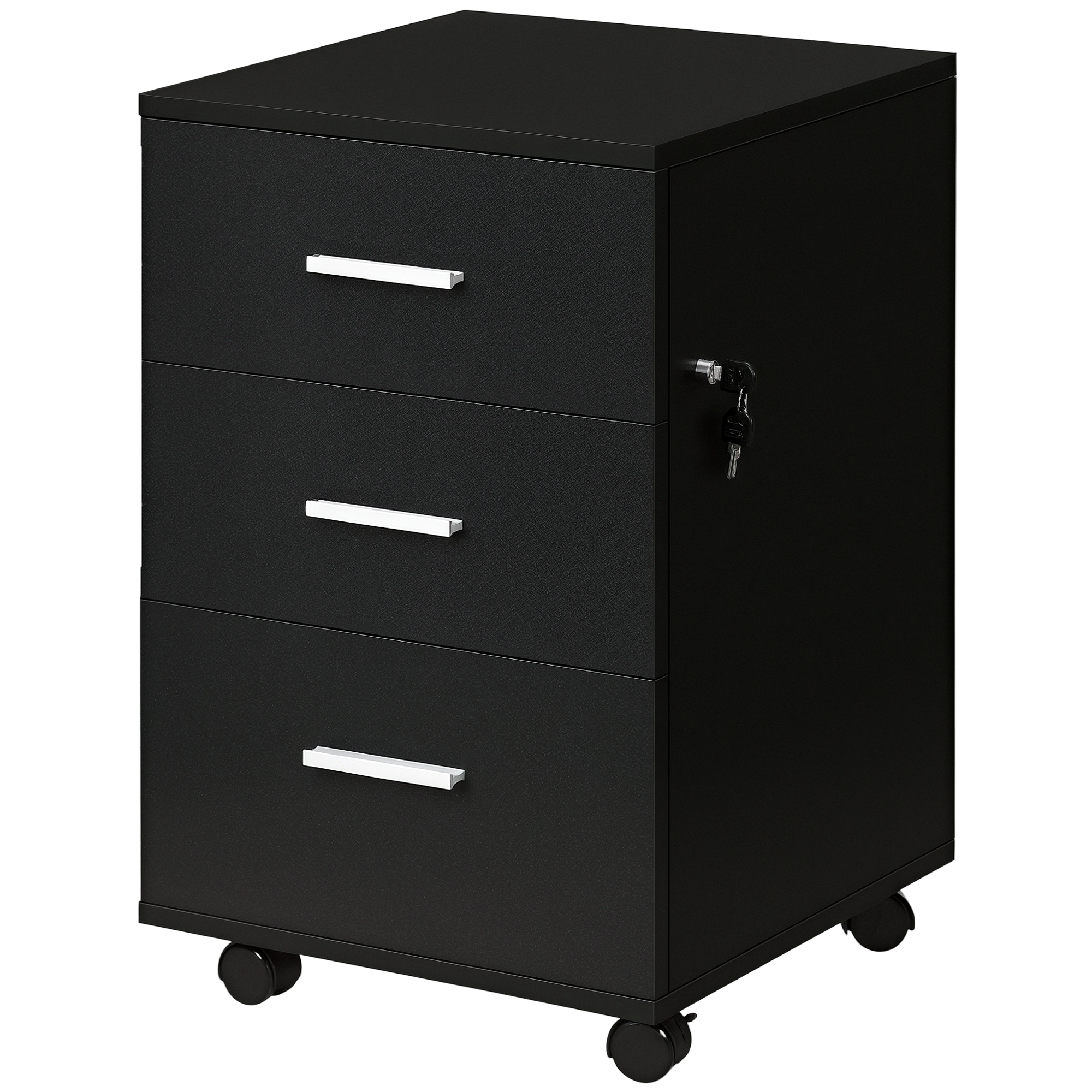 Vinsetto Caisson de Bureau Rangement Bureau sur Roulettes 3 Tiroirs Verrouillables 40 x 41,5 x 61,5 cm Noir Vinsetto Caisson de Bureau Rangement Bureau sur Roulettes 3 Tiroirs Verrouillables 40 x 41,5 x 61,5 cm Noir