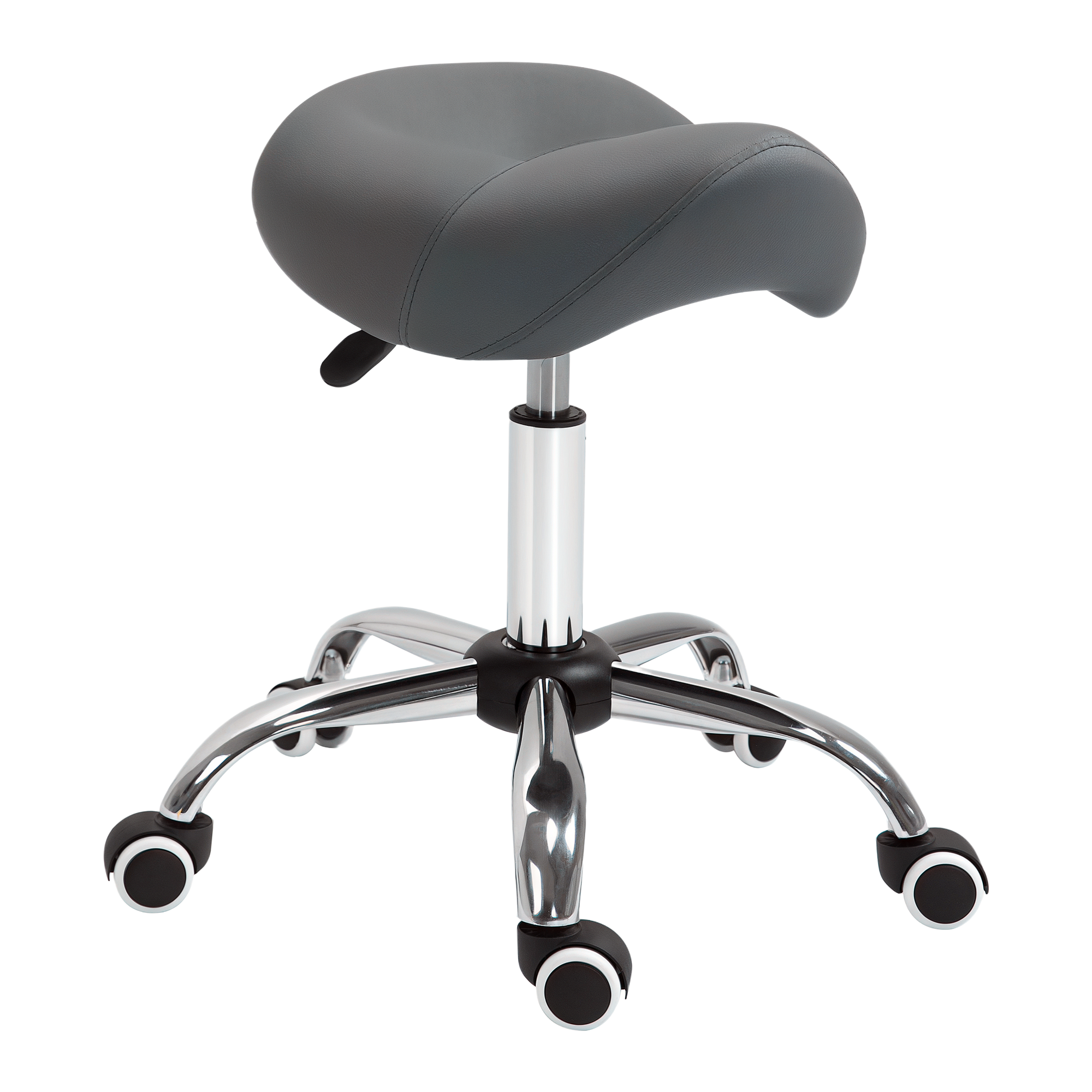 Image of HOMCOM Sgabello da Lavoro a Sella con Ruote e Altezza Regolabile per Negozi Parrucchiere e Tattoo, 52x53x49-61cm Sgabelli Imbottiti Grigio Aosom006