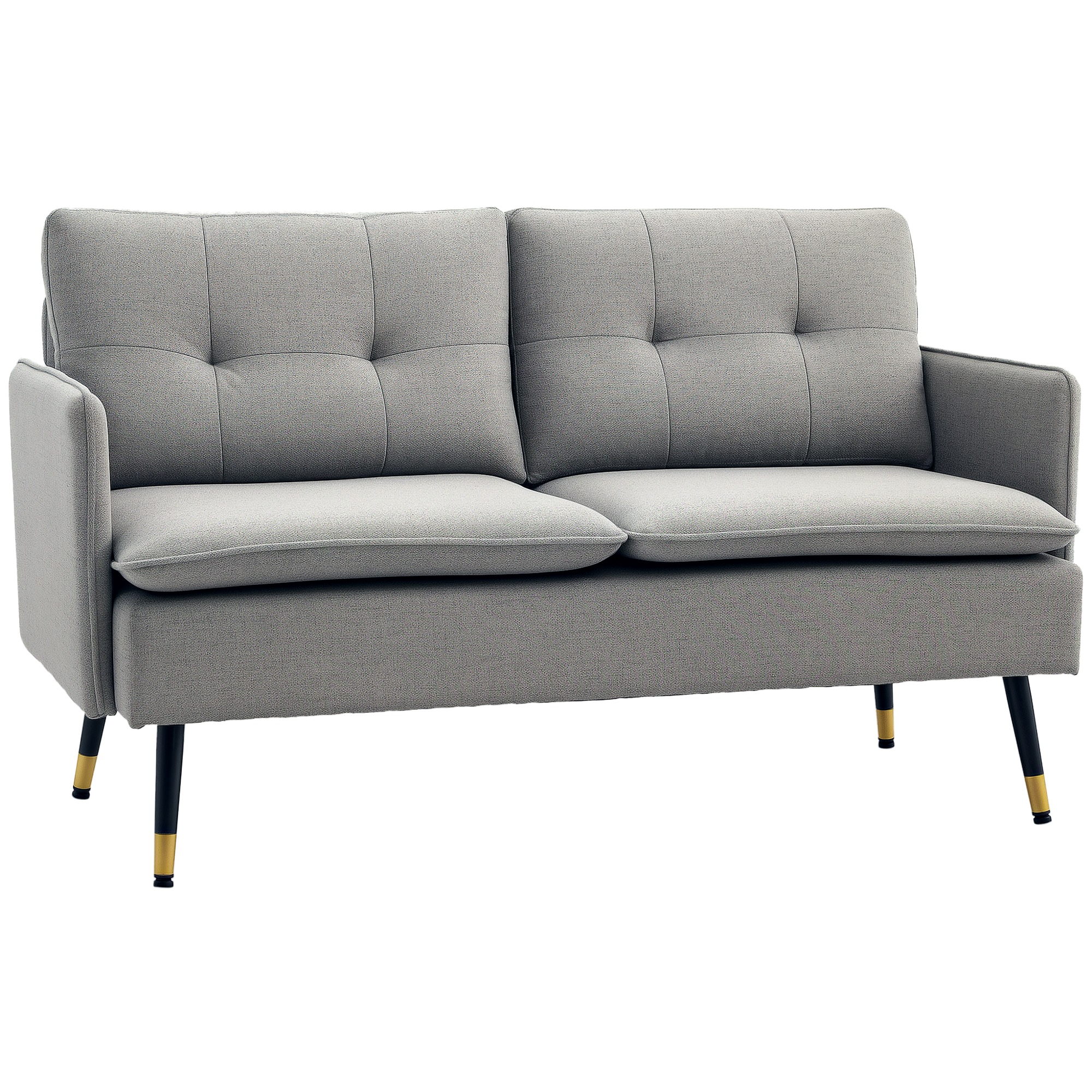 HOMCOM Canapé 2 places design scandinave tissu effet lin avec passepoil 139 x 68 x 80 cm gris