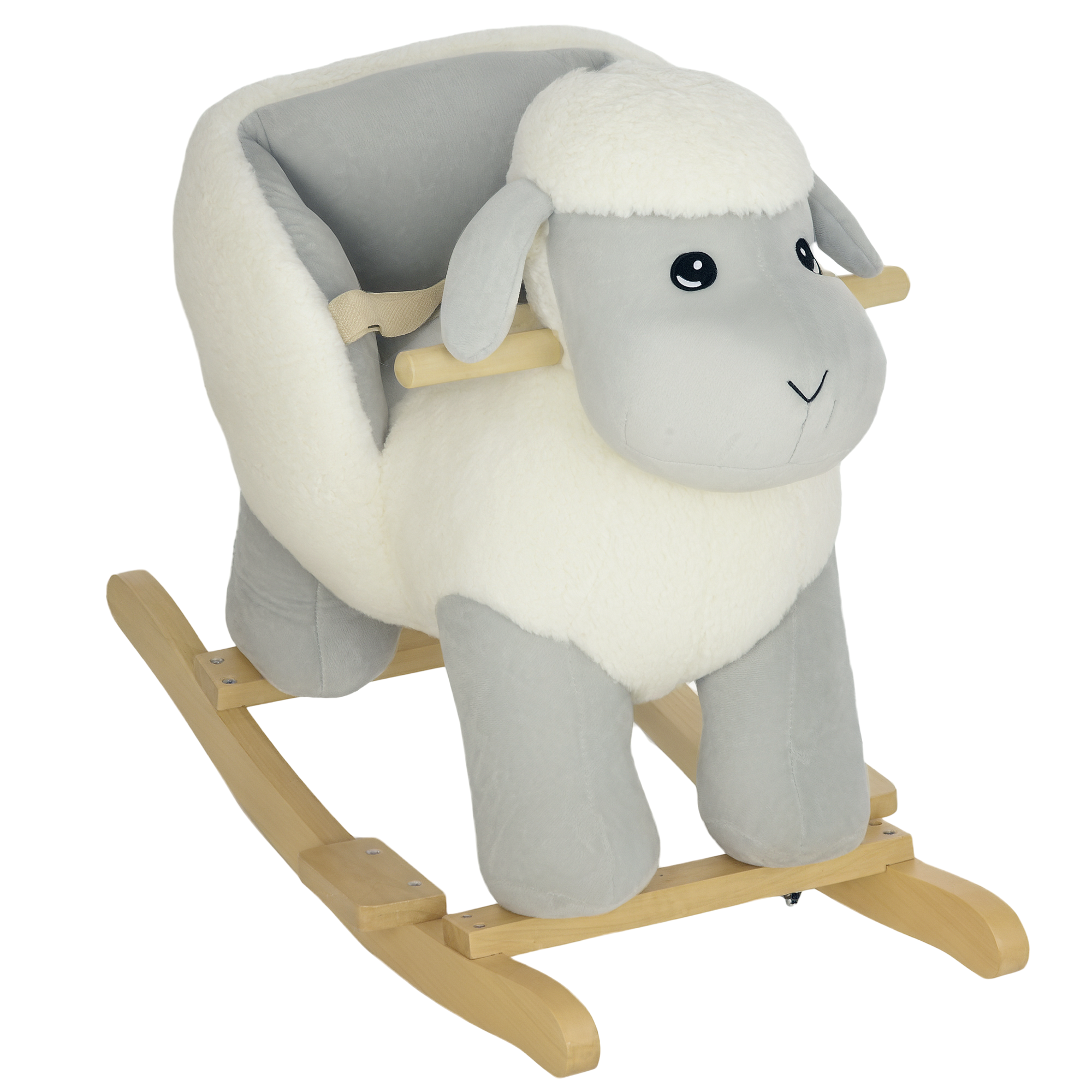 Image of AIYAPLAY Cavallo a Dondolo per Bambini 1-3 Anni a Forma di Pecorella con Suoni e Rivestimento Morbido, Grigio006