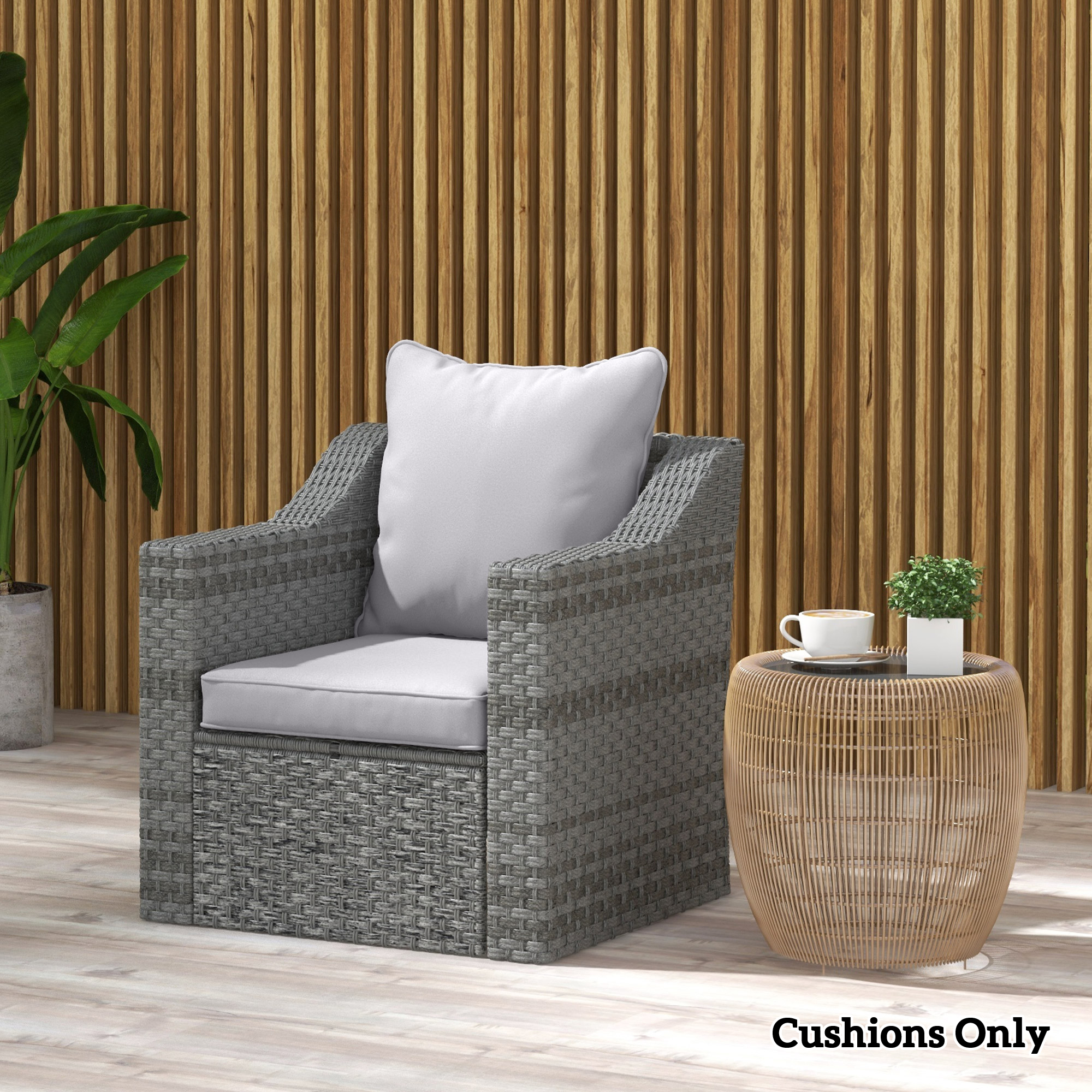 Outsunny Seat and Back Padded Cushion Set, CUSHION ONLY Light Grey 9