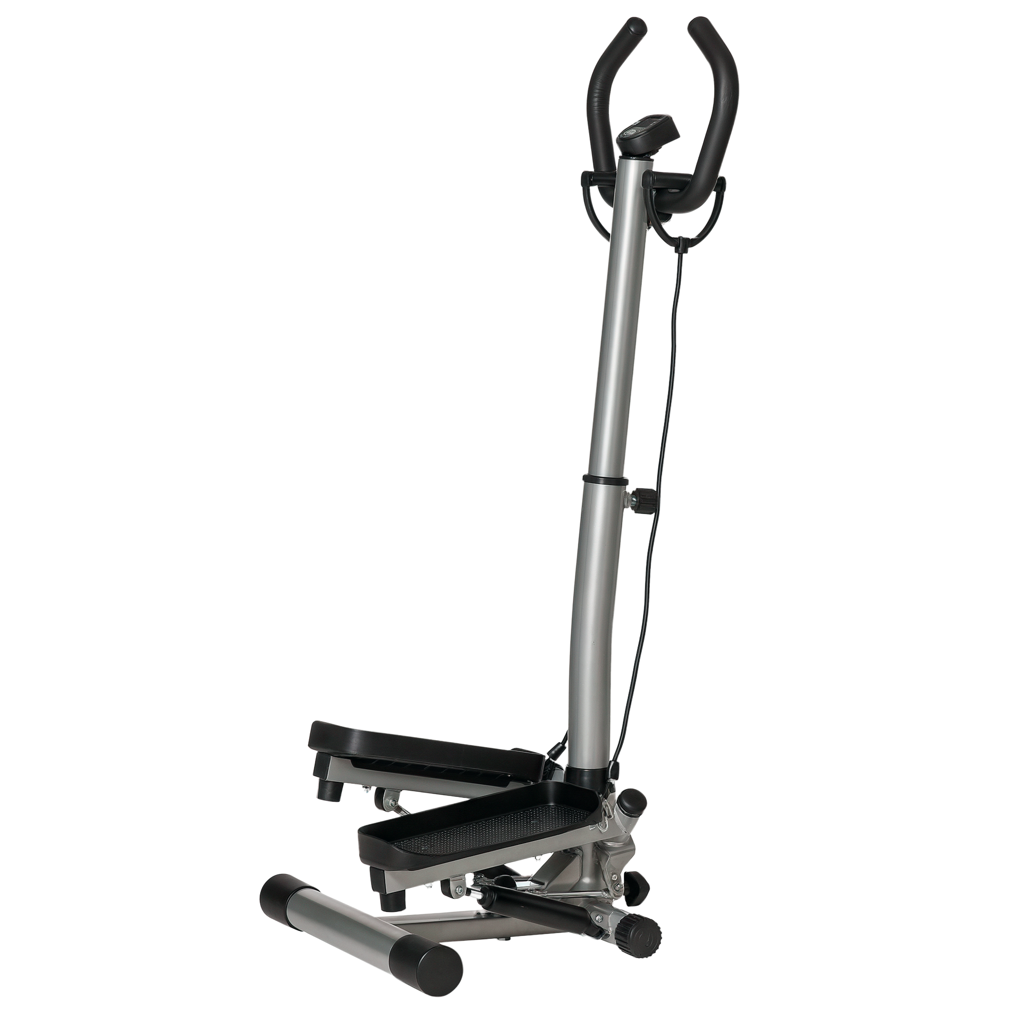 HOMCOM Stepper avec guidon réglable en hauteur, écran LCD, pour appartement, bureau, salon, salle de sport, argent et noir