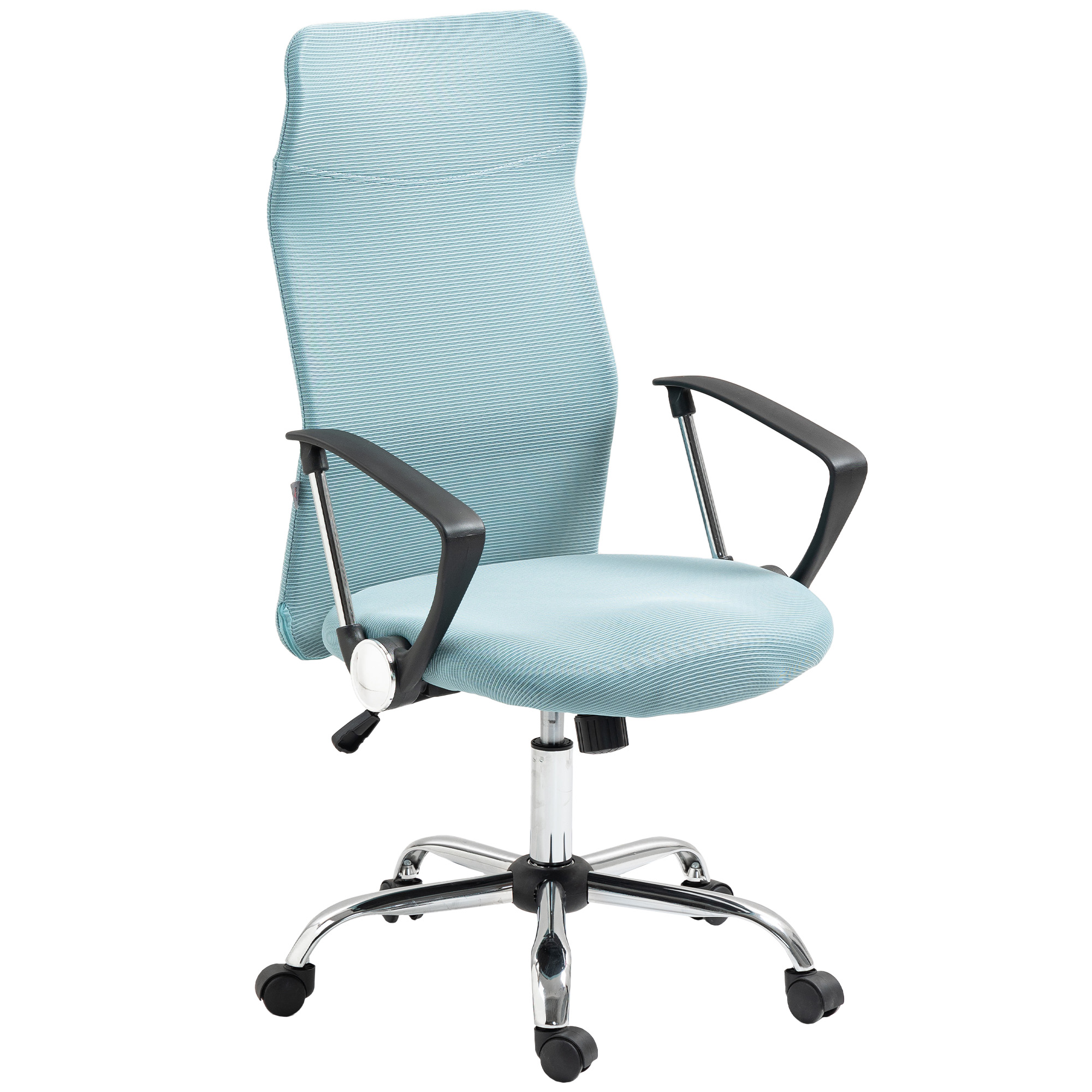 HOMCOM Chaise Ergonomique de Bureau Pivotante, Hauteur Réglable et Dossier en Tissu Mesh, 63x65x109-119 cm, Vert Clair