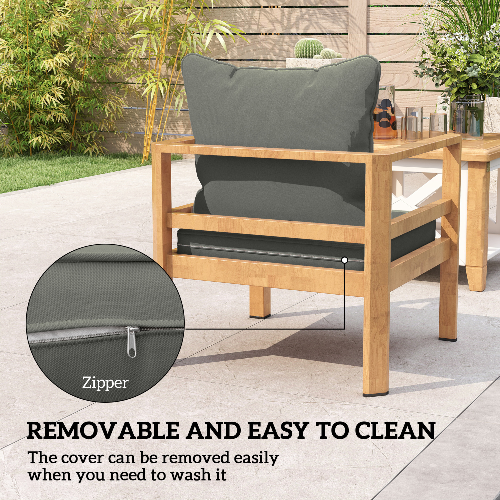 Outsunny Seat and Back Padded Cushion Set, CUSHION ONLY Charcoal Grey 7