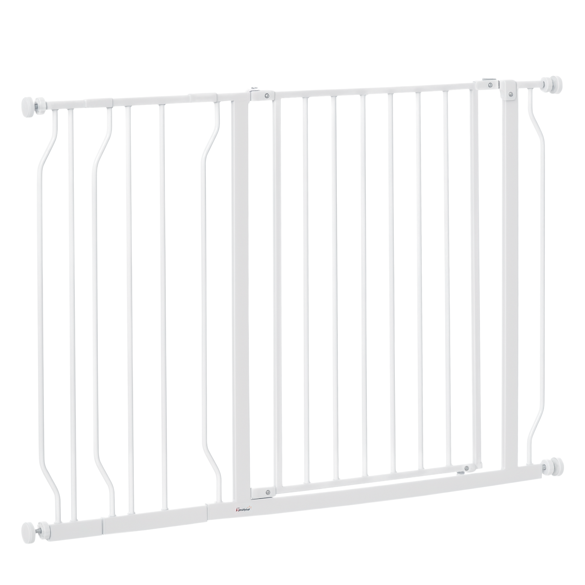 PawHut Barrera de Seguridad para Perros Extensible 75-115 cm para Puertas y Escaleras Puerta de Seguridad Apertura en Dos Sentidos y Solo una Mano Extensiones Montaje a Presión y Doble Bloqueo Blanco