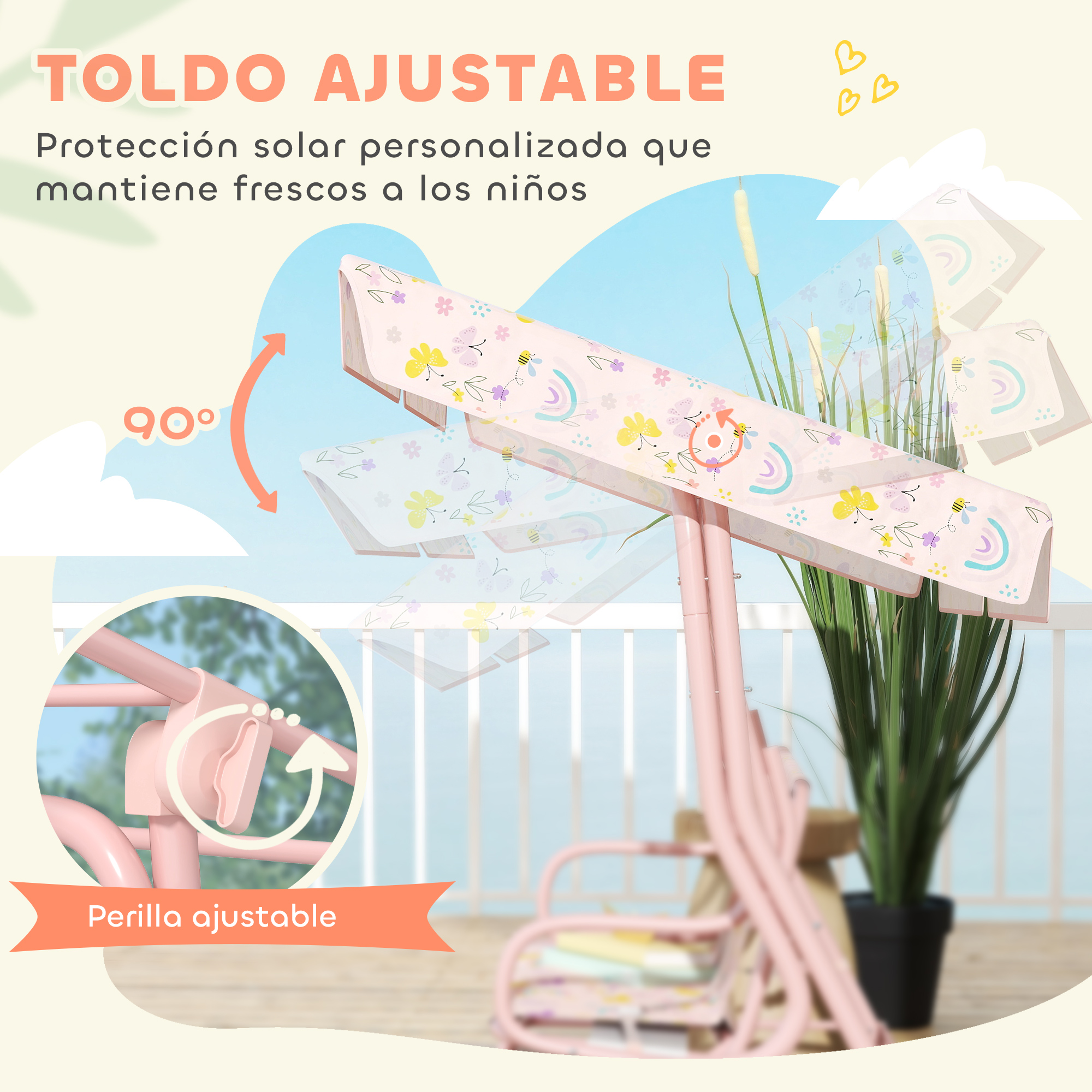 Columpio Nido AIYAPLAY De 148x77 Cm Con Capacidad De 300 Kg – Altura Ajustable, Para Interior Y Exterior, Para 3 A 8 Años