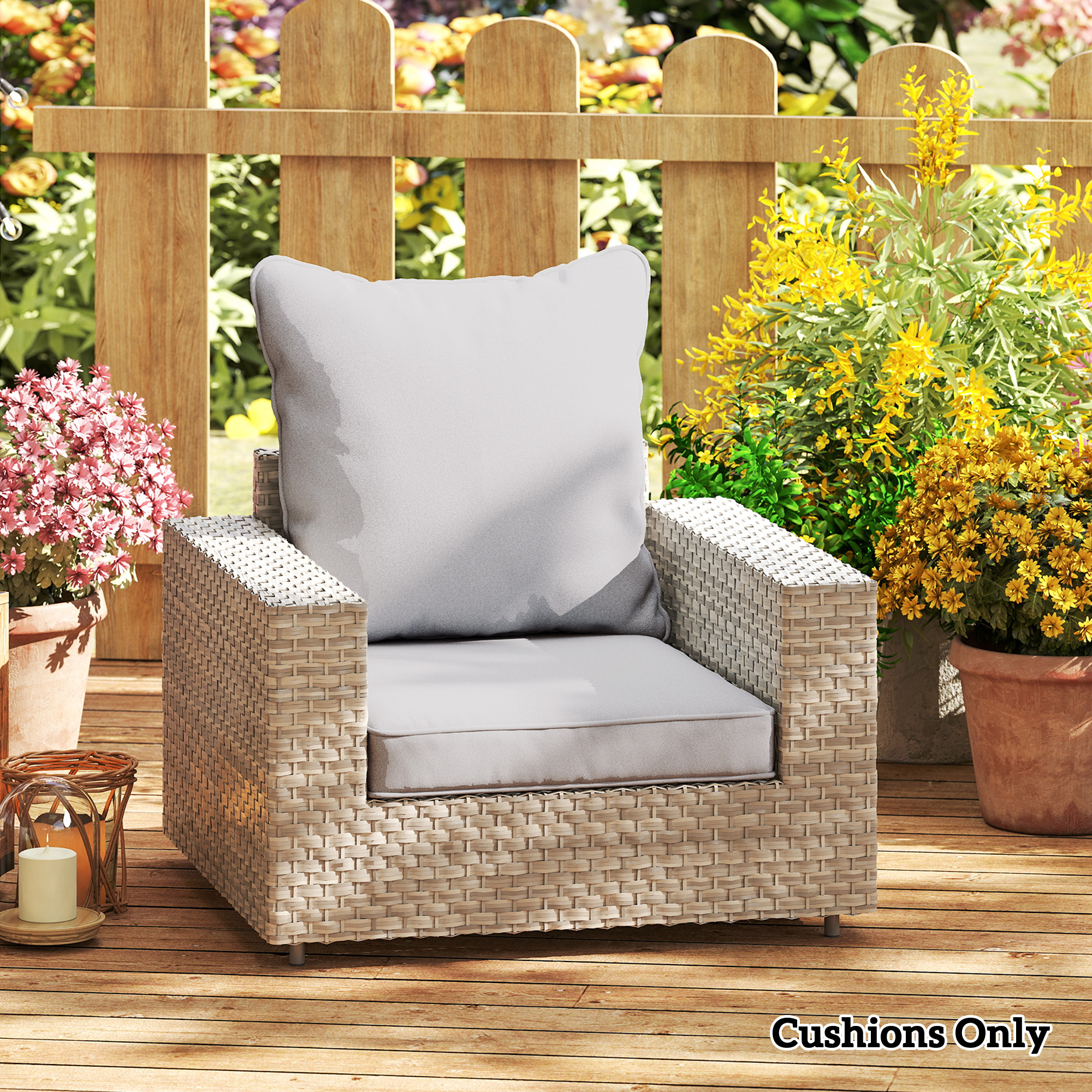 Outsunny Seat and Back Padded Cushion Set, CUSHION ONLY Light Grey 8