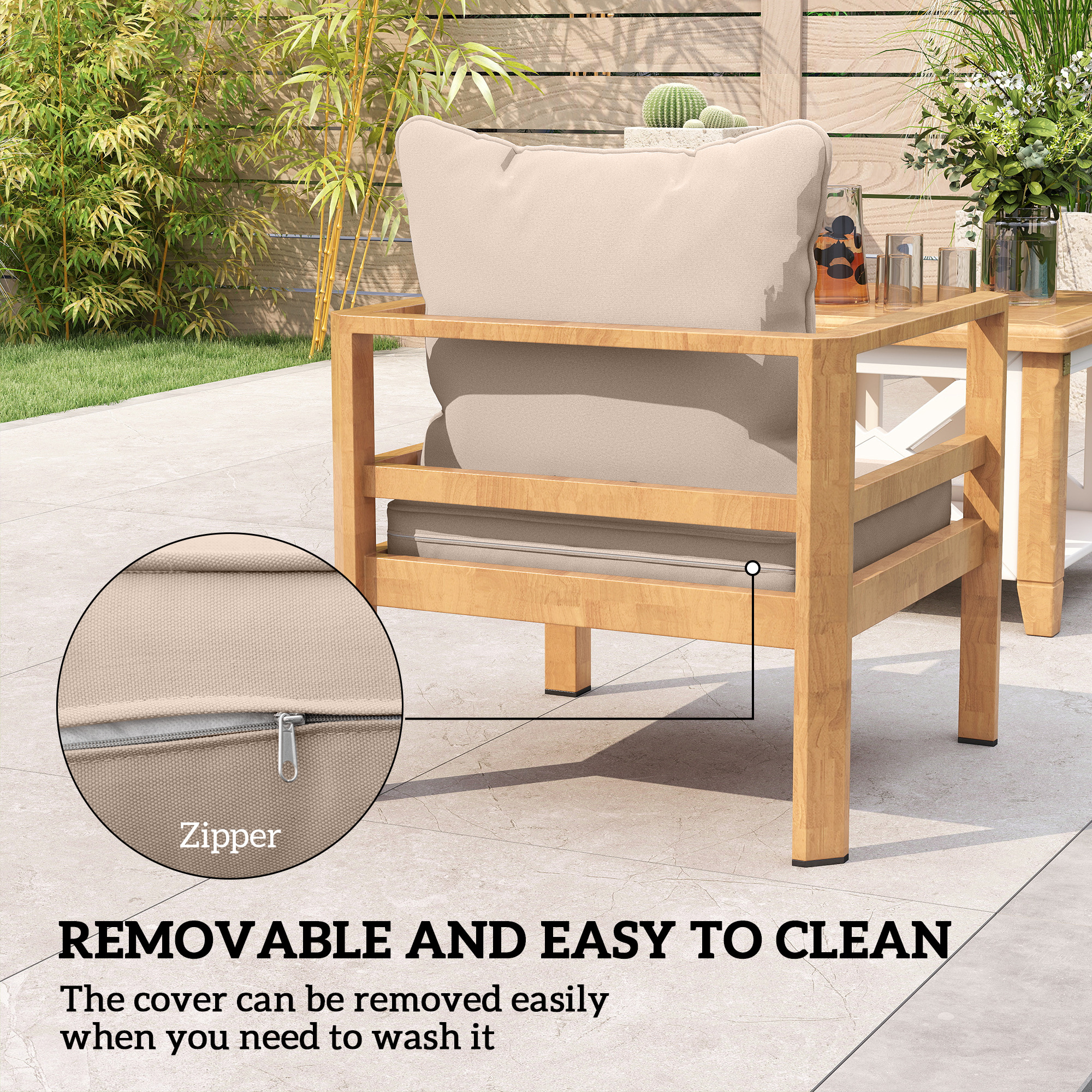 Outsunny Seat and Back Padded Cushion Set, CUSHION ONLY Beige 7