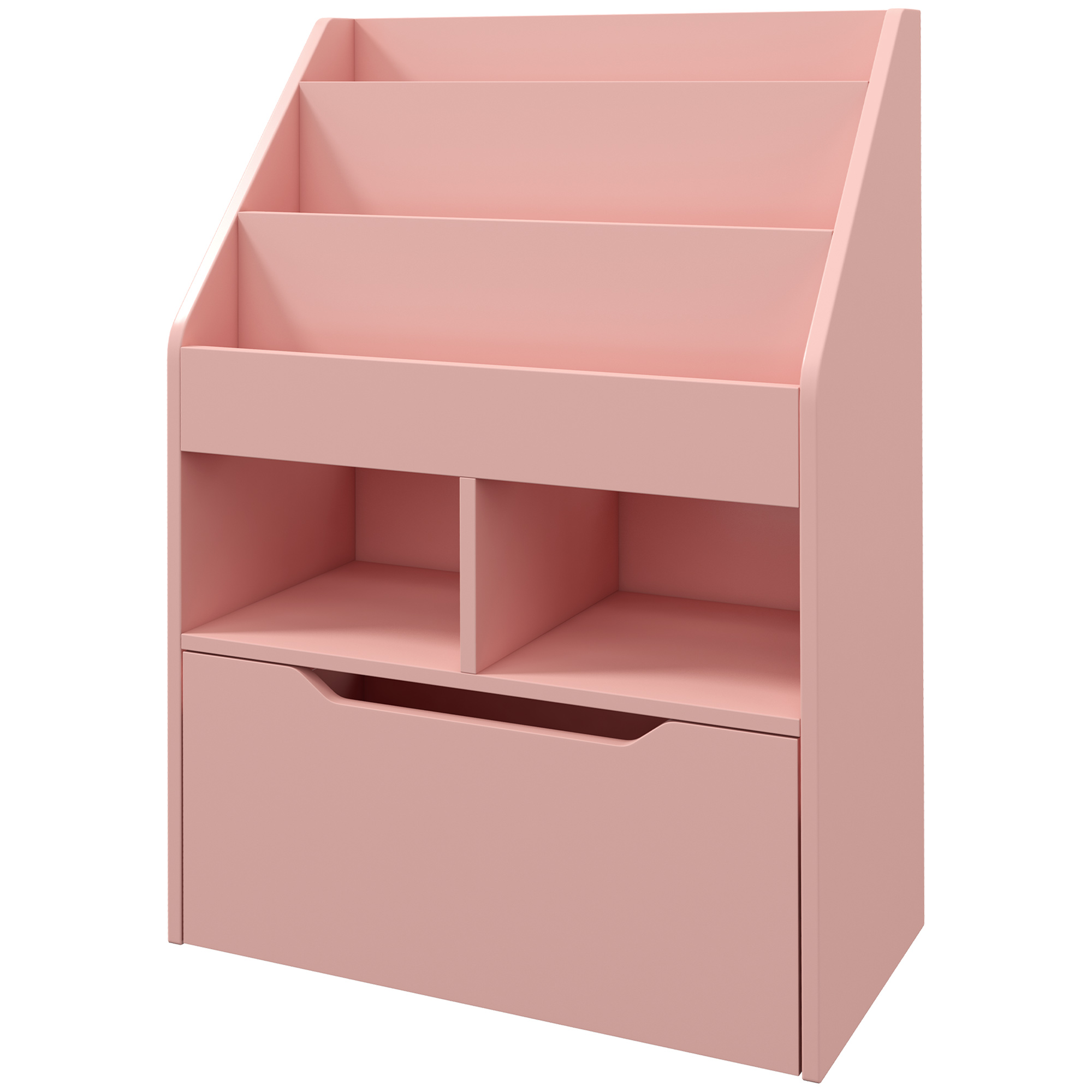 HOMCOM Étagère pour enfants avec tiroir, étagère à livres avec étagères, 60 x 29,9 x 90 cm, Rose