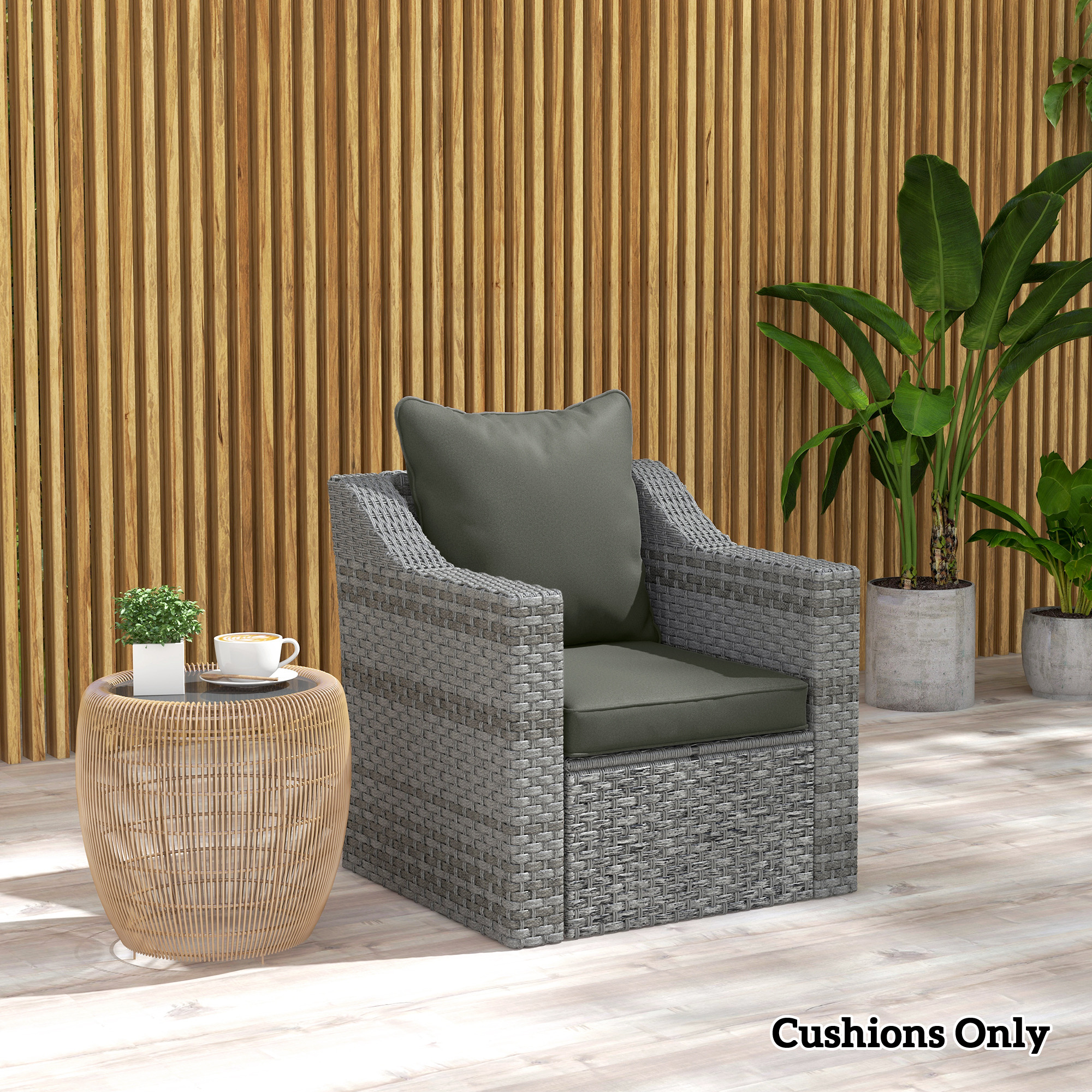 Outsunny Seat and Back Padded Cushion Set, CUSHION ONLY Charcoal Grey 9