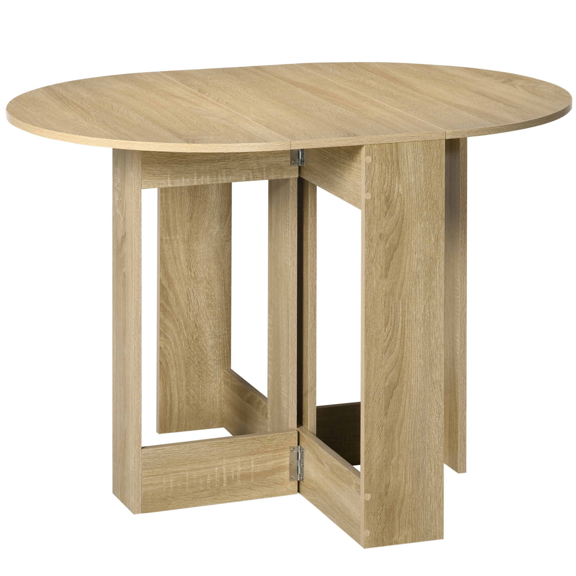 HOMCOM Masă Pliantă cu 2 Extensii Rabatabile, Masă Extensibilă cu Spațiu de Economisire, 104x76x73,7 cm, Lemn Natural | Aosom Romania