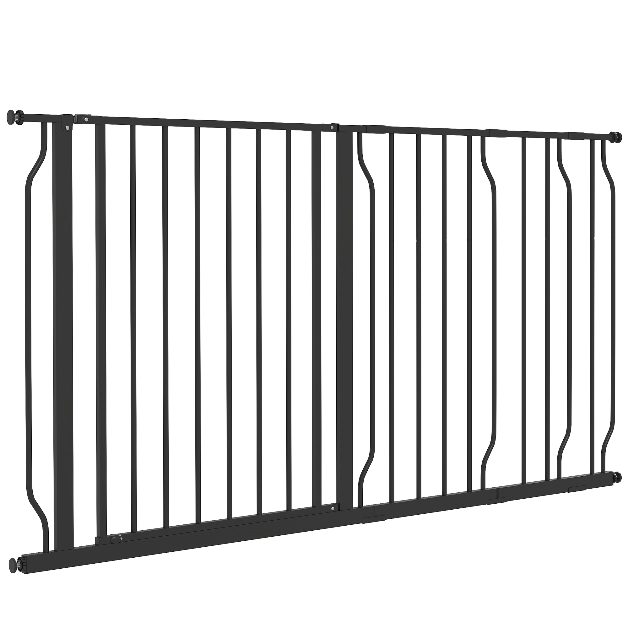 PawHut Hunde Hundeschutzgitter, 75-145 cm, verstellbar, 2-Wege-Öffnung, doppeltes Verriegelungssystem, Montage ohne Bohren, ABS, Stahl, Schwarz Aosom